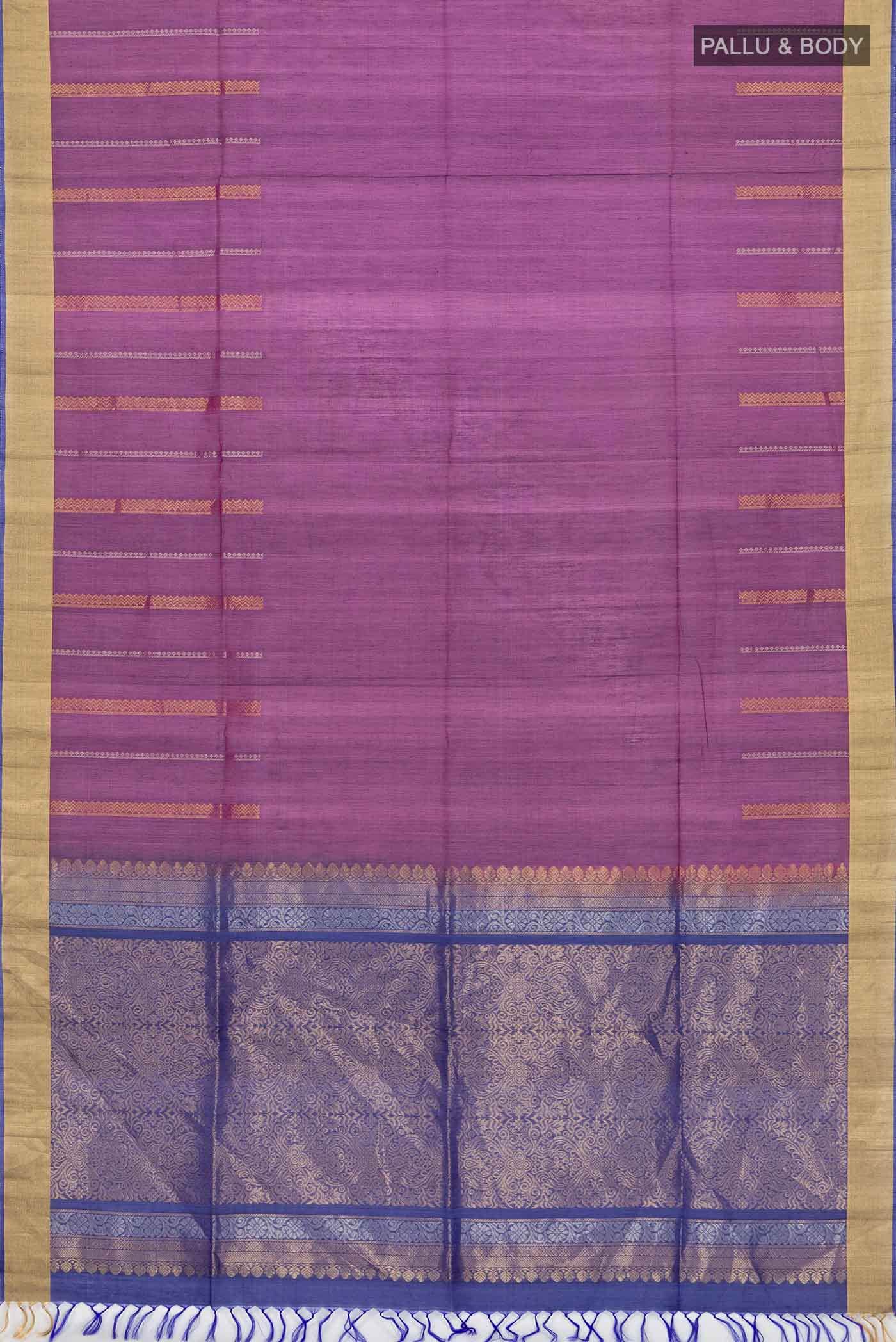 Purple Silk Cotton Saree - Image 2
