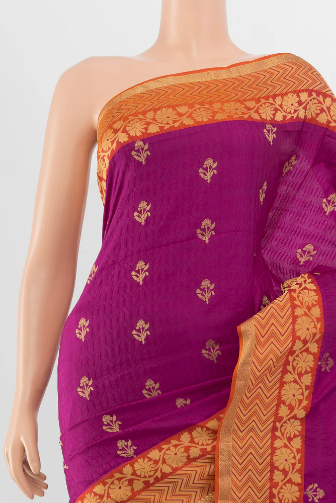 Magenta Soft Silk Saree - Image 2