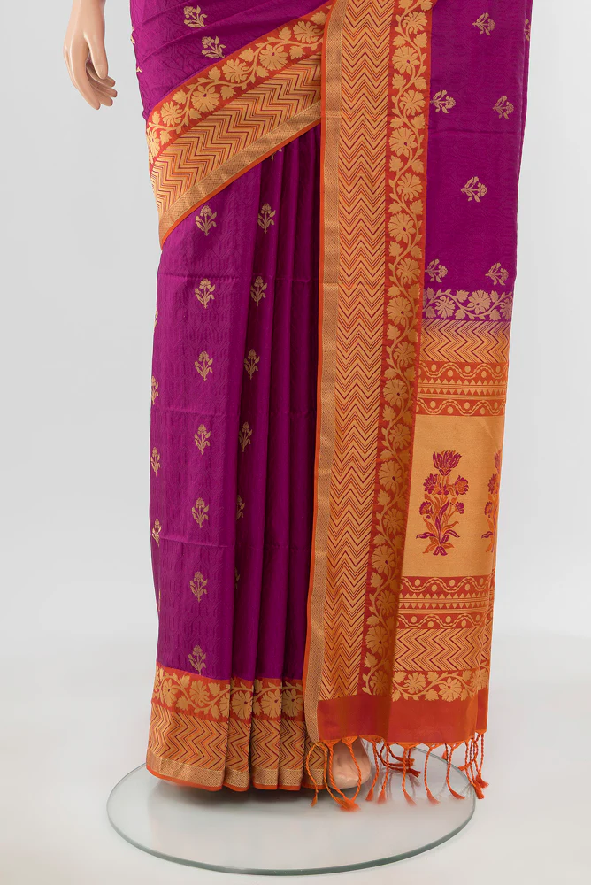 Magenta Soft Silk Saree - Image 3