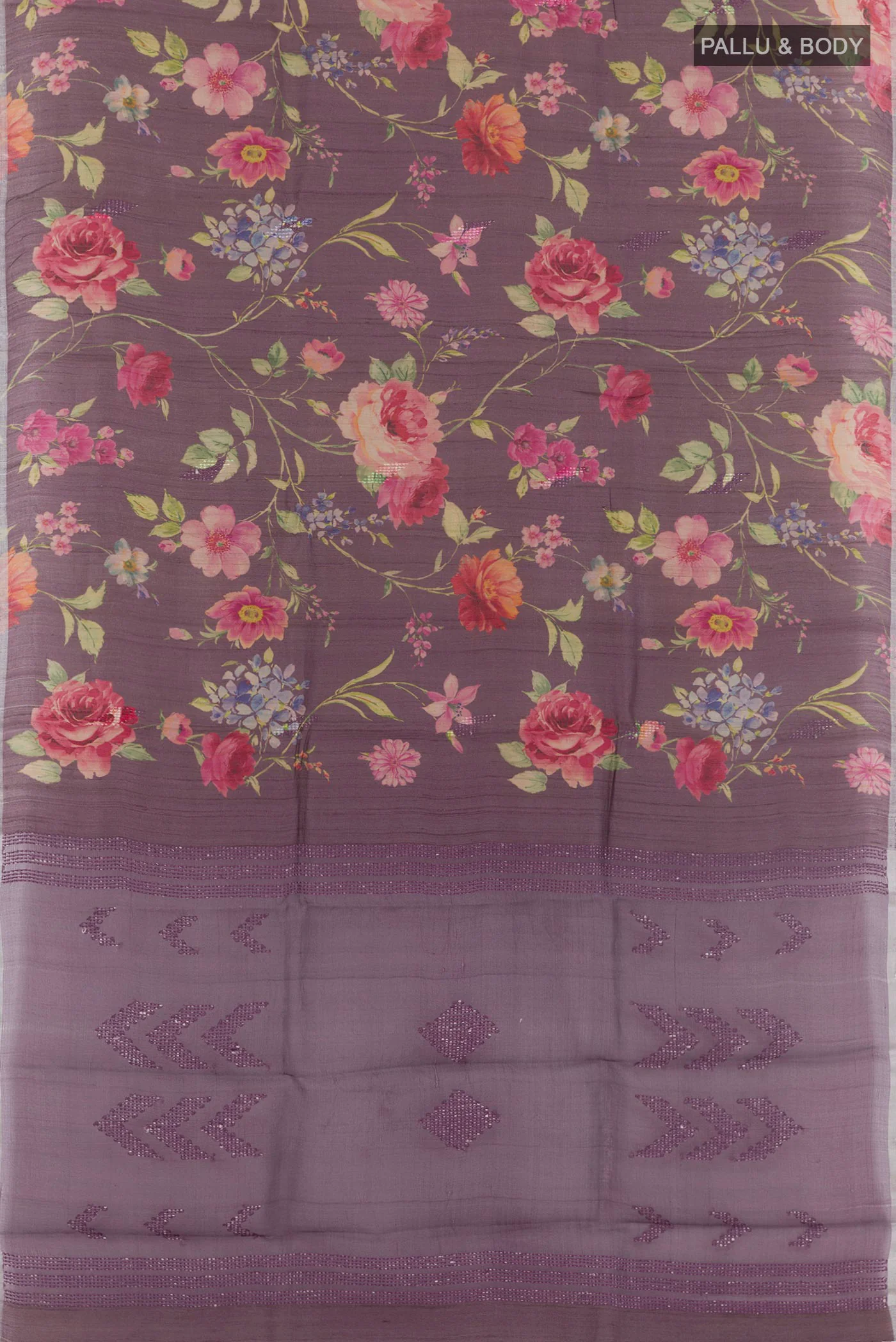 Purple Tussar Silk Saree - Image 3