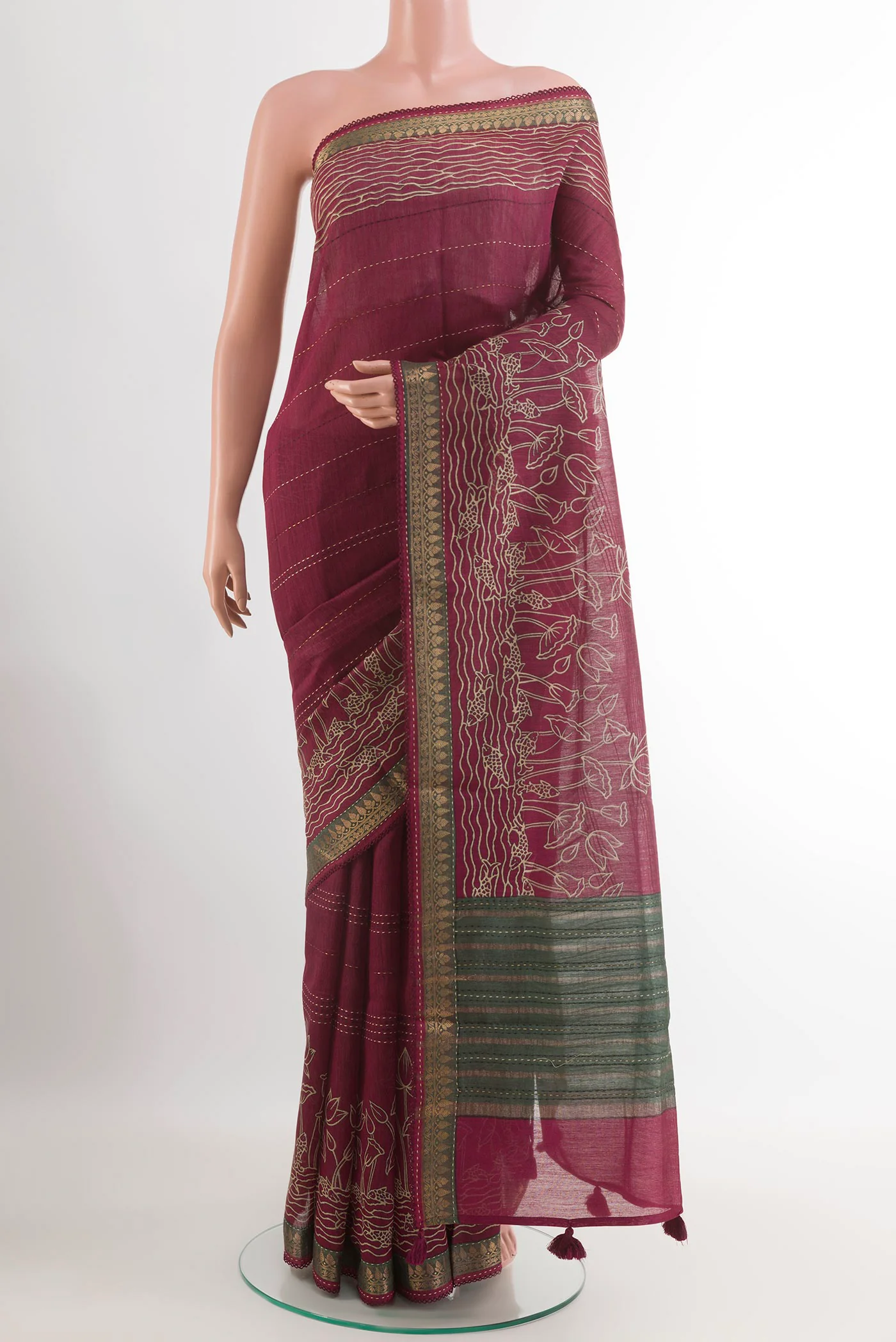 Purple Tussar Silk Saree