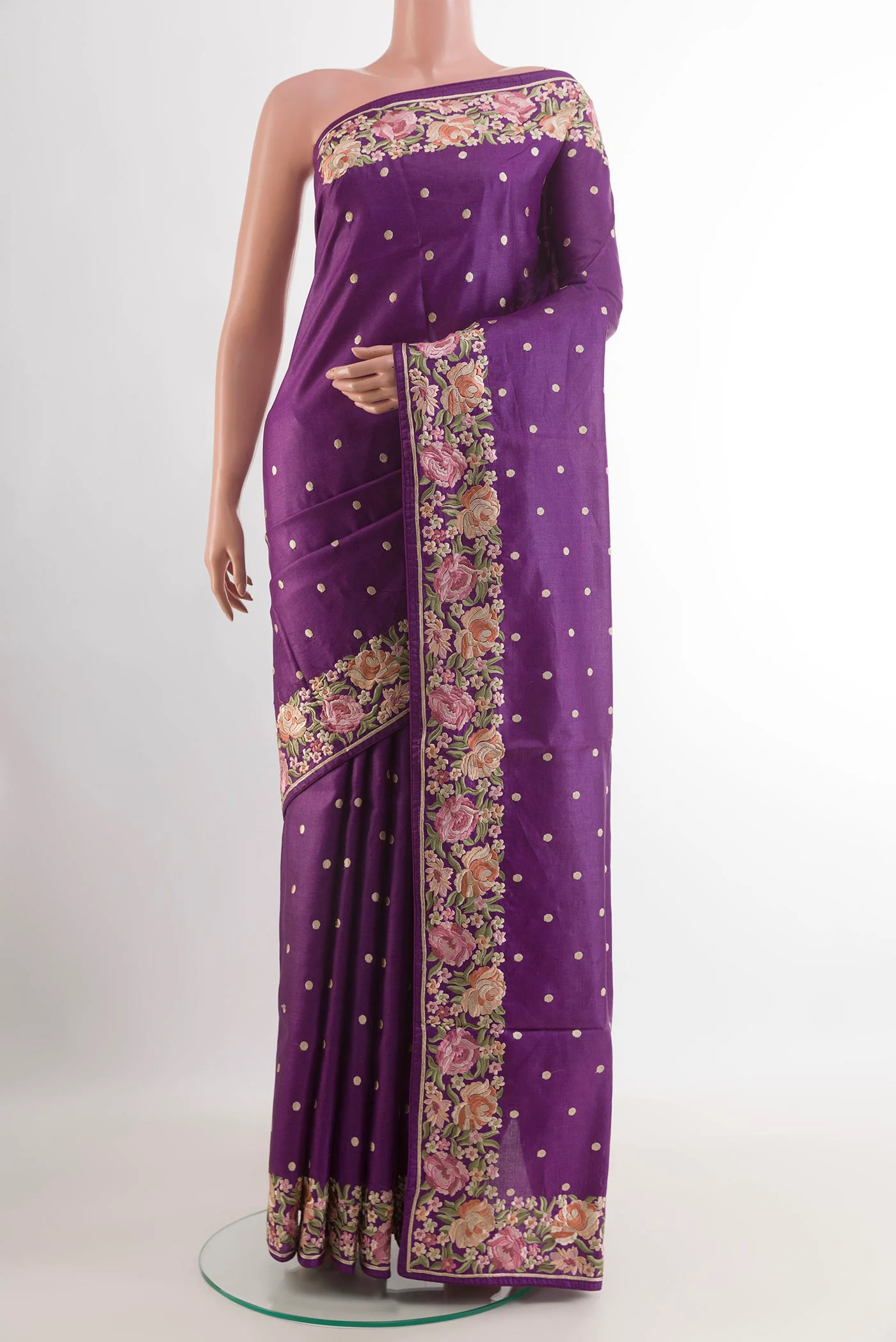 Violet Tussar Silk Saree