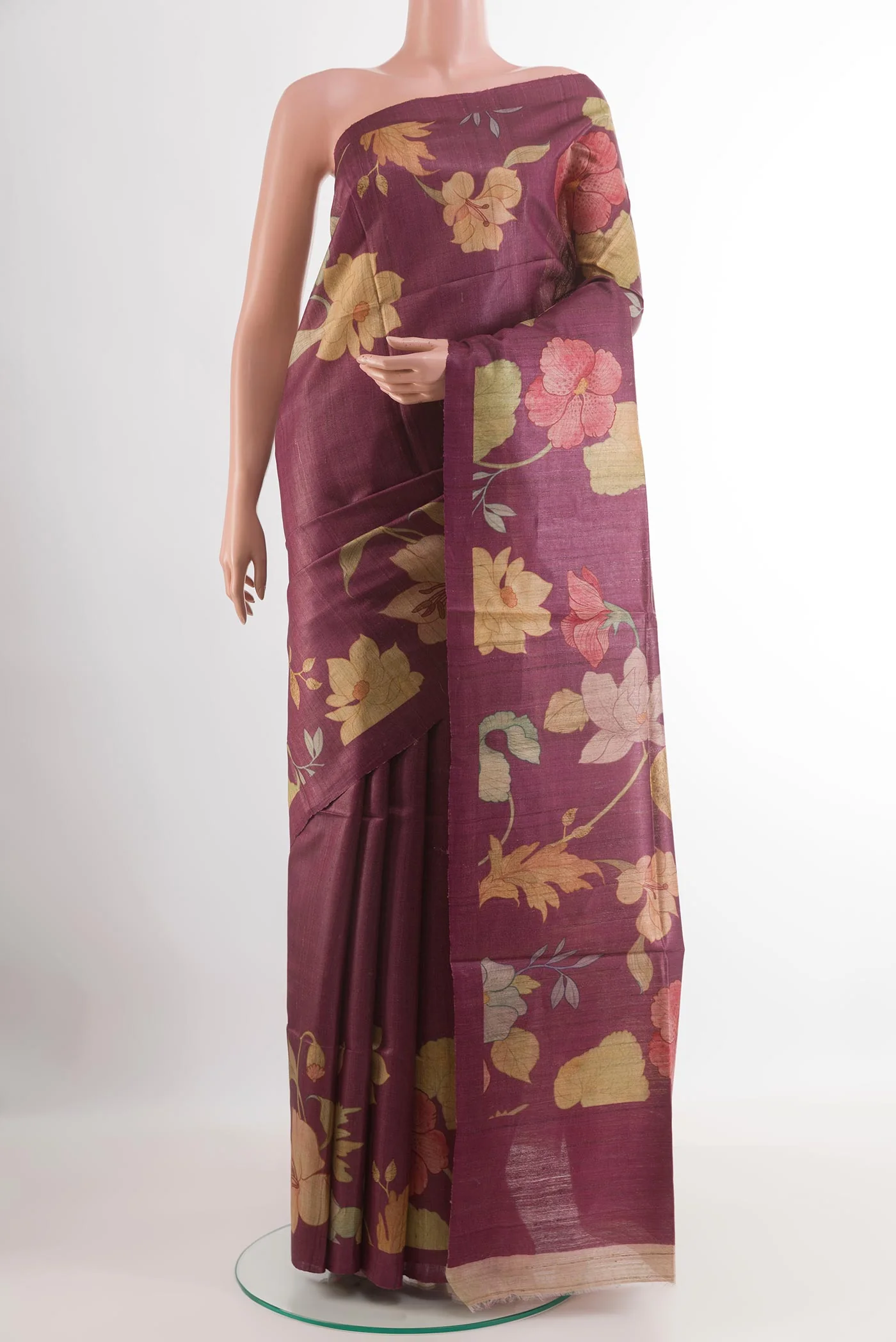 Mauve Tussar Silk Saree