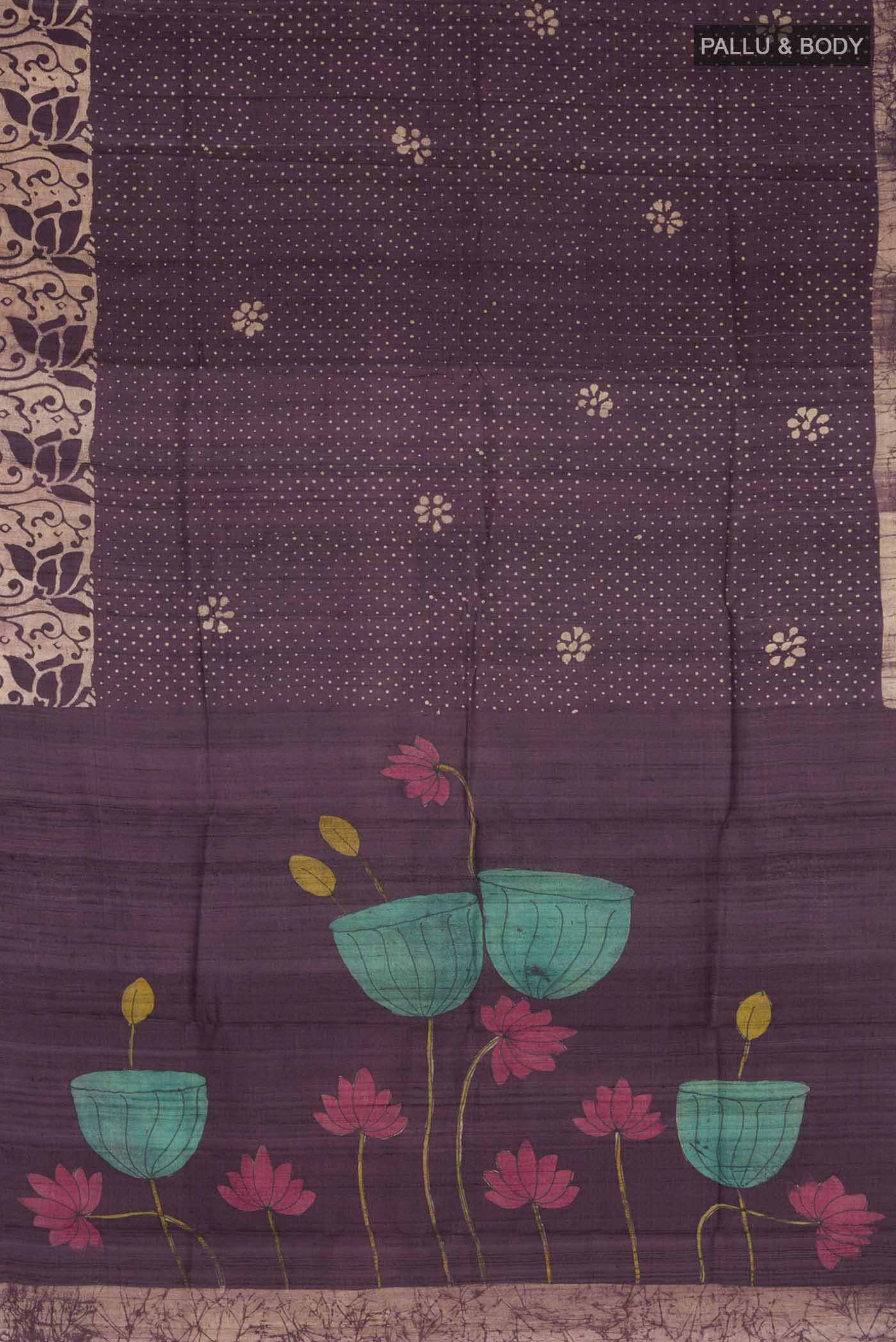Purple Tussar Silk Saree - Image 5