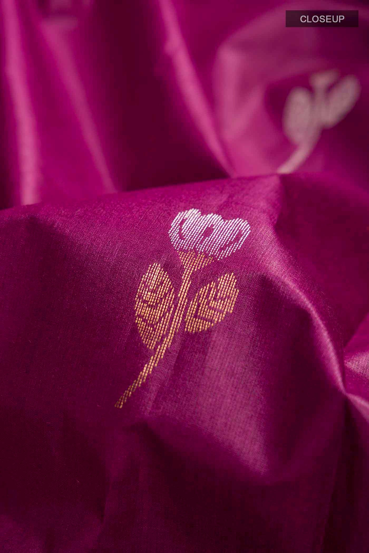 Purple Tussar Silk Saree - Image 2