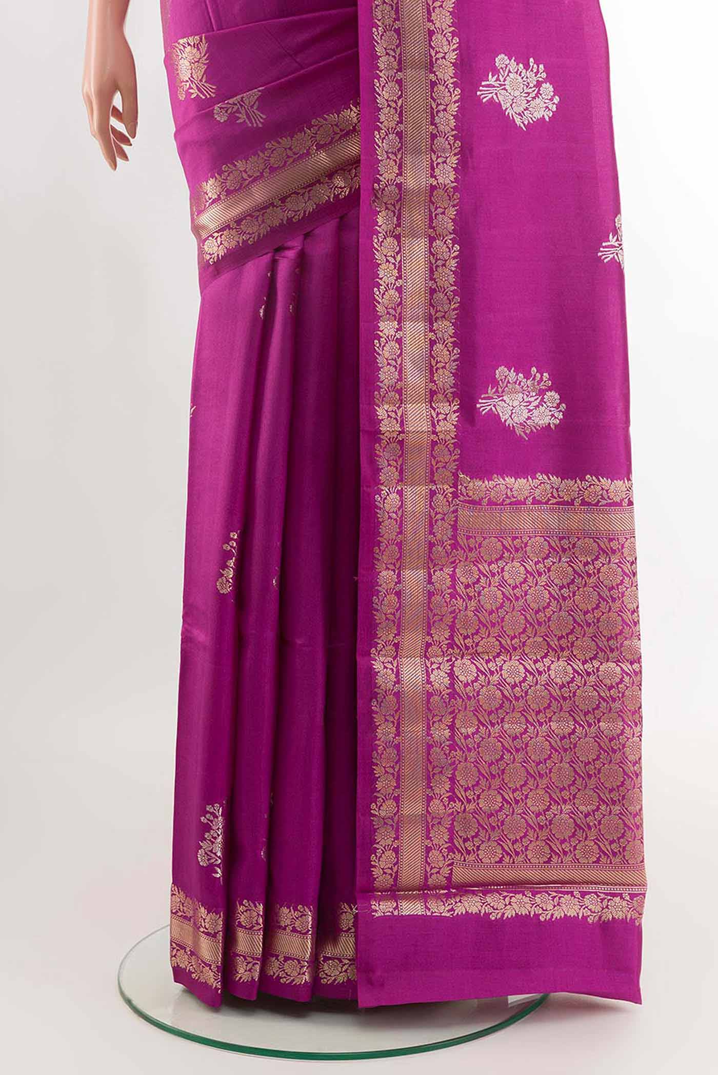 Purple Tussar Silk Saree - Image 3