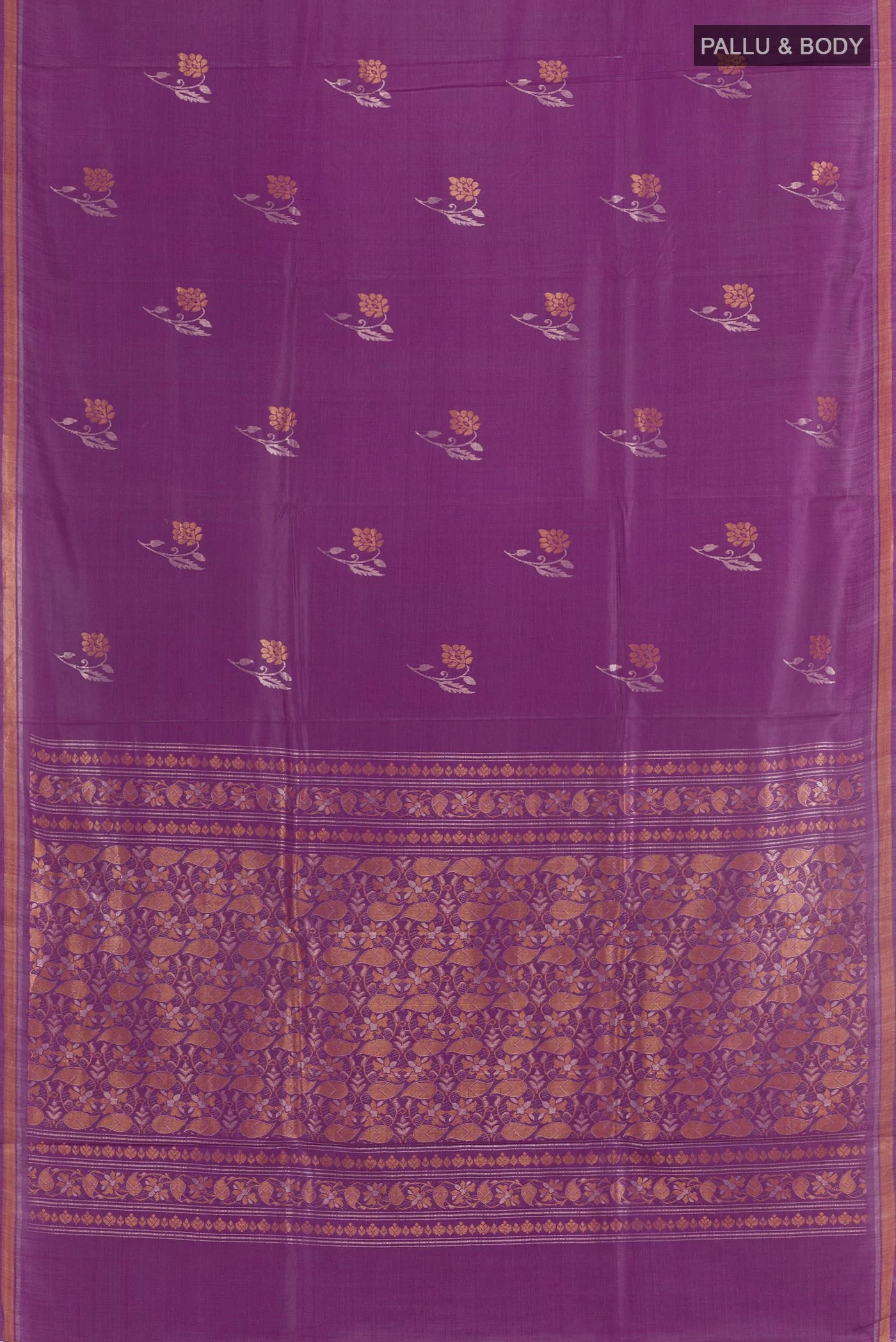 Purple Tussar Silk Saree - Image 3
