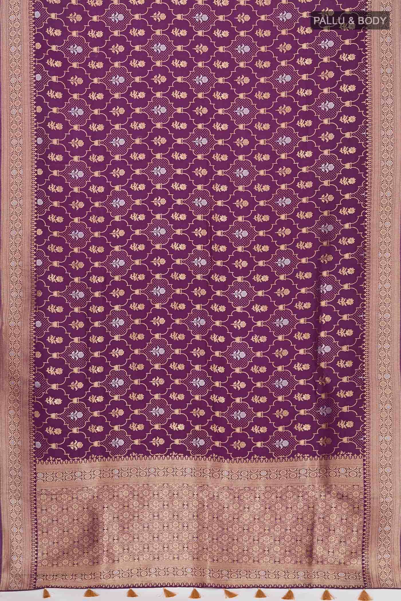Purple Tussar Silk Saree - Image 2