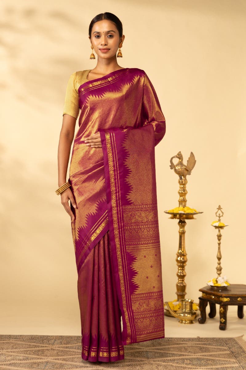 Rakshita-Magenta Kanchipuram Silk Saree - Image 2