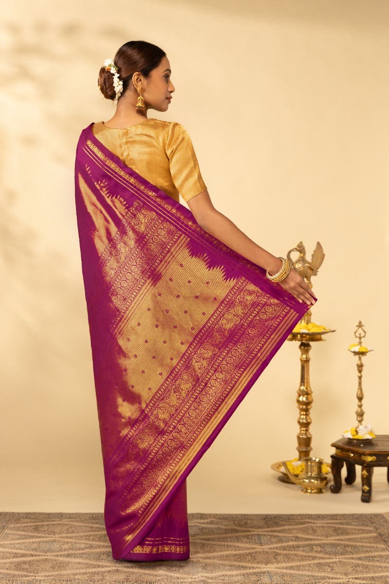 Rakshita-Magenta Kanchipuram Silk Saree - Image 8