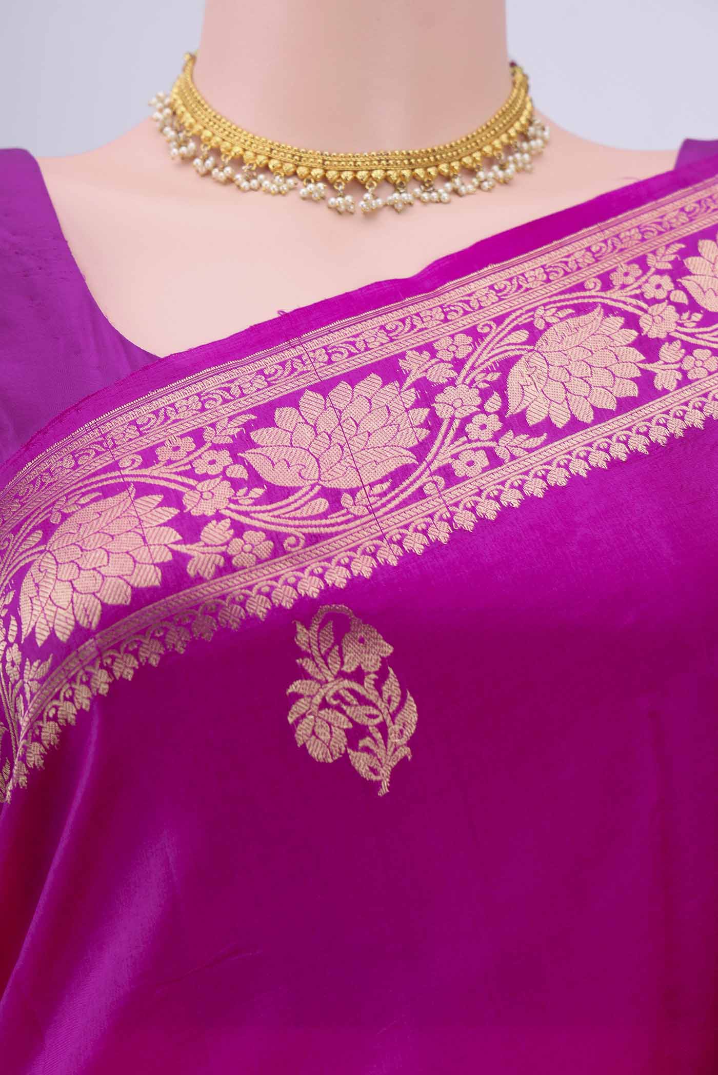 Rani Pink Banarasi Katan Silk Saree - Image 2