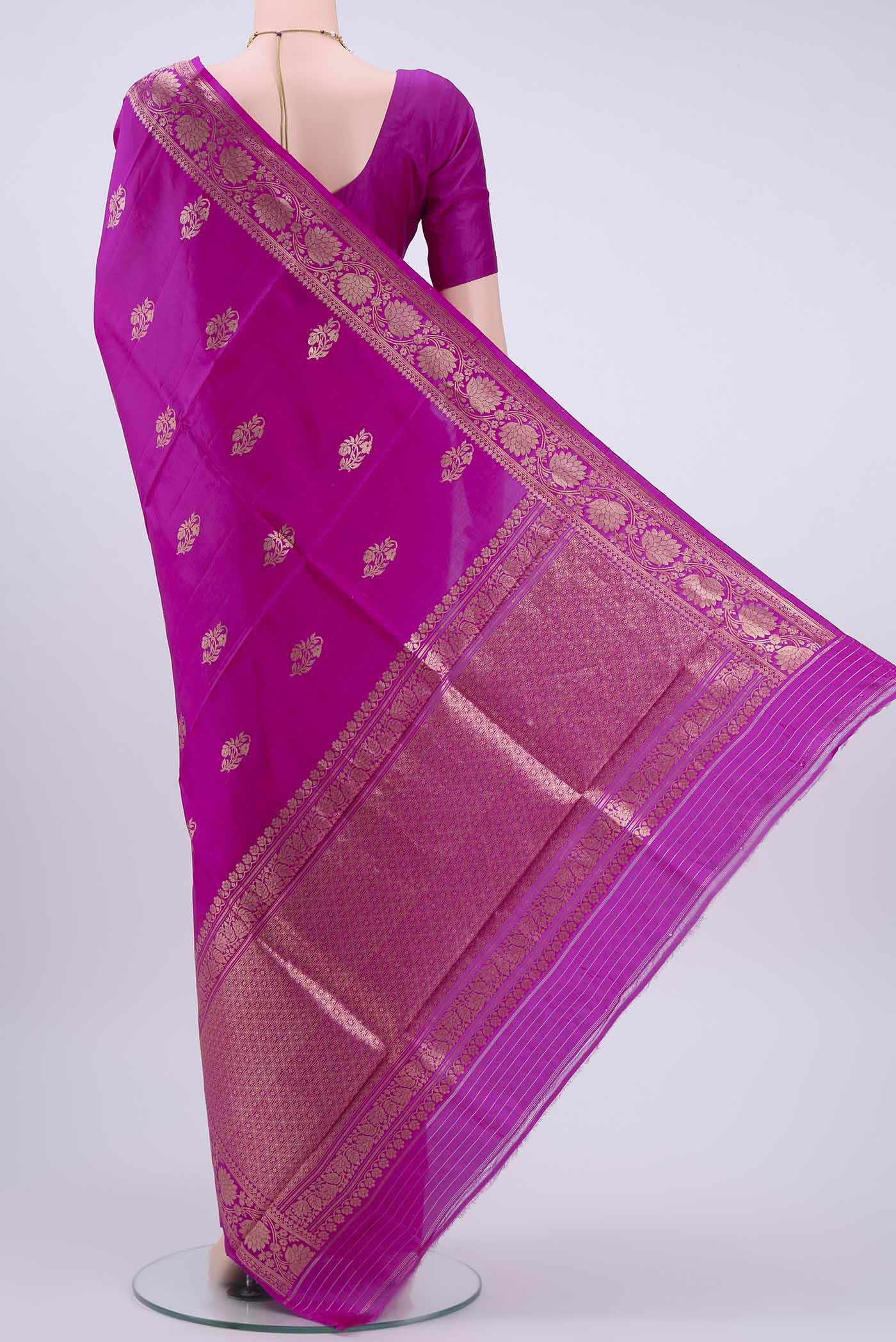 Rani Pink Banarasi Katan Silk Saree - Image 3