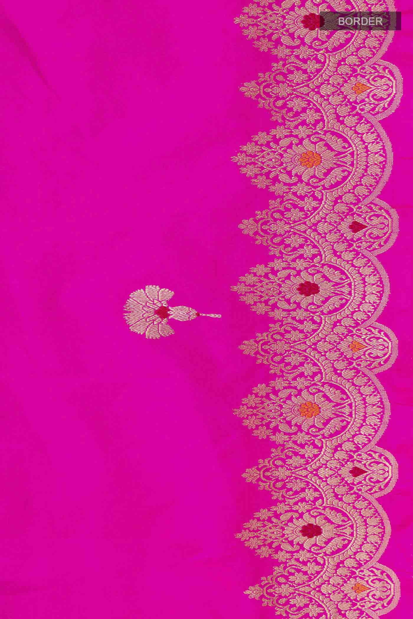 Rani Pink Banarasi Katan Silk Saree - Image 3