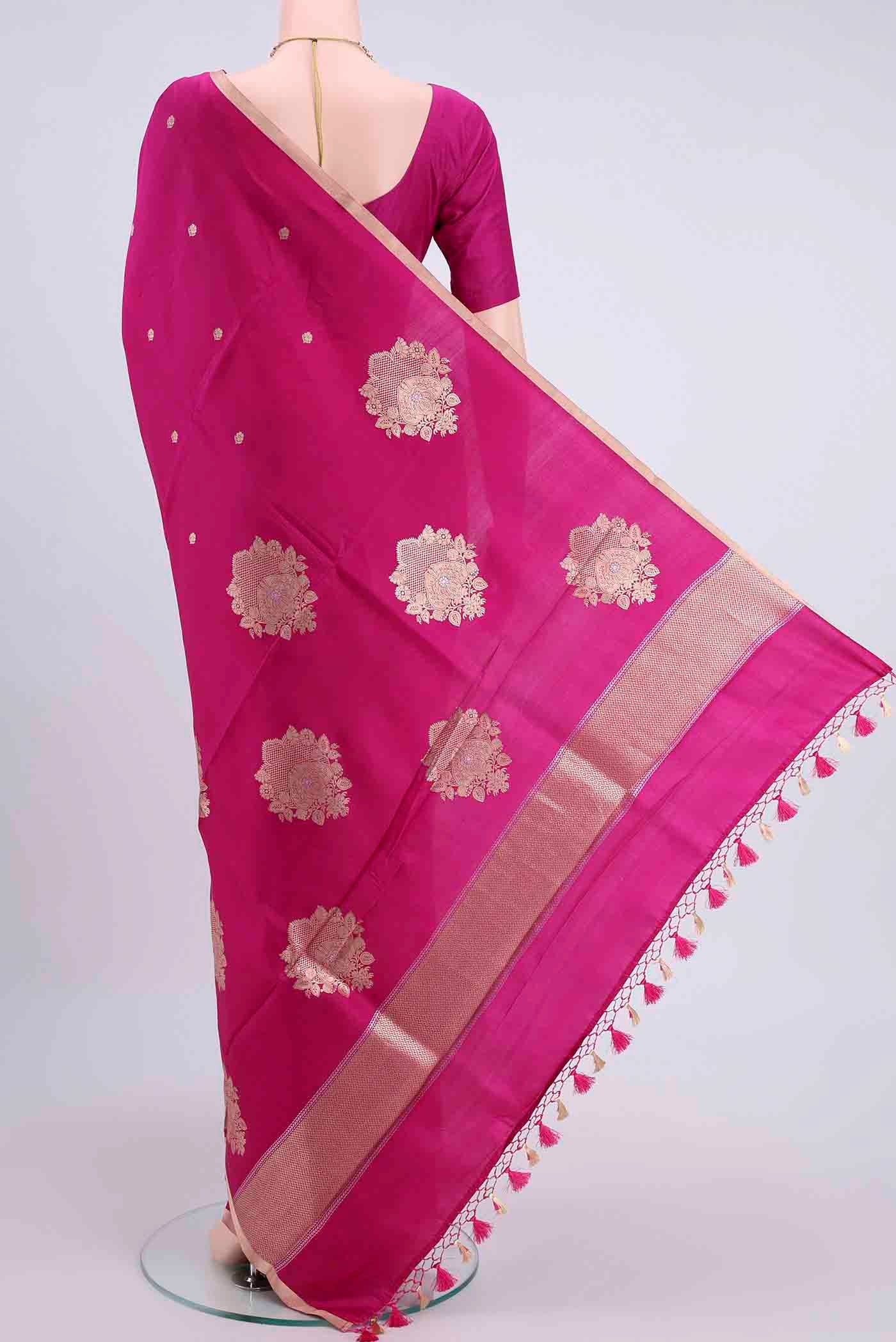 Rani Pink Banarasi Silk Saree - Image 3