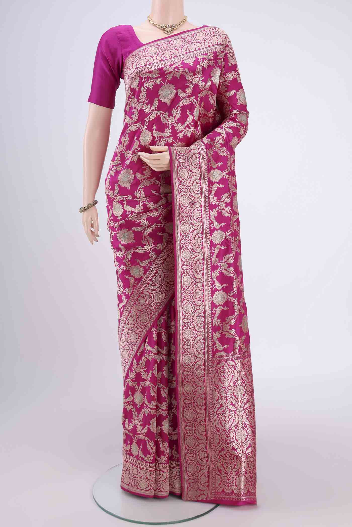 Rani Pink Banarasi Silk Saree