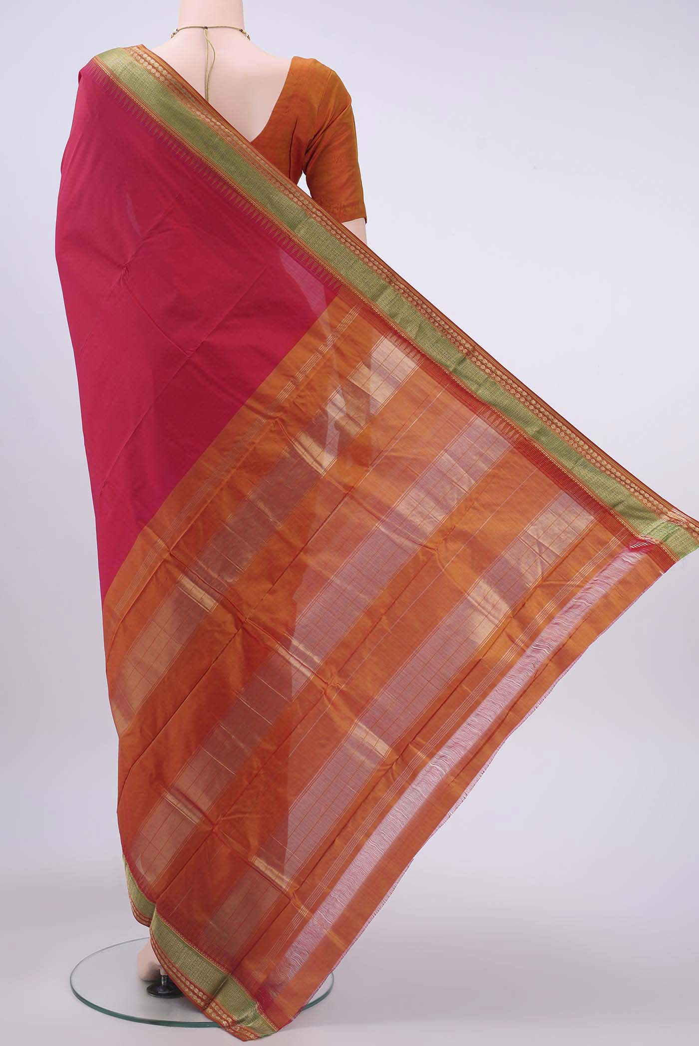 Rani Pink Bangalore Silk - kadyal Saree - Image 3