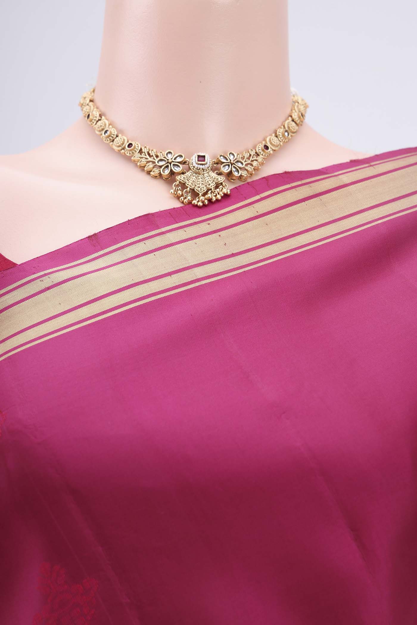 Rani Pink Soft Silk Saree - Image 2
