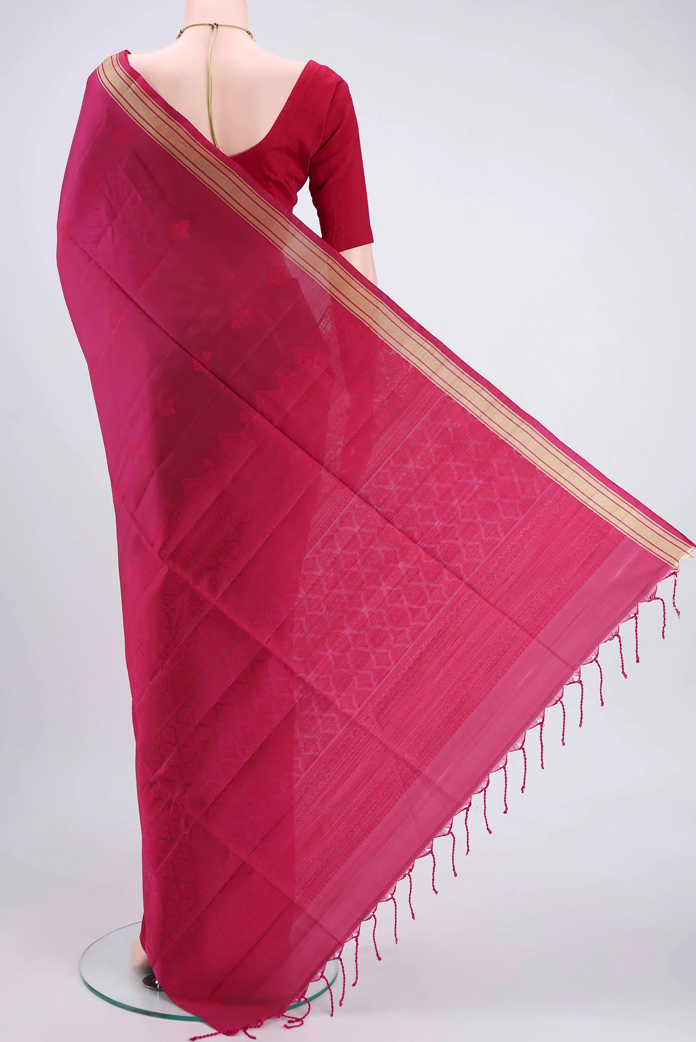 Rani Pink Soft Silk Saree - Image 3
