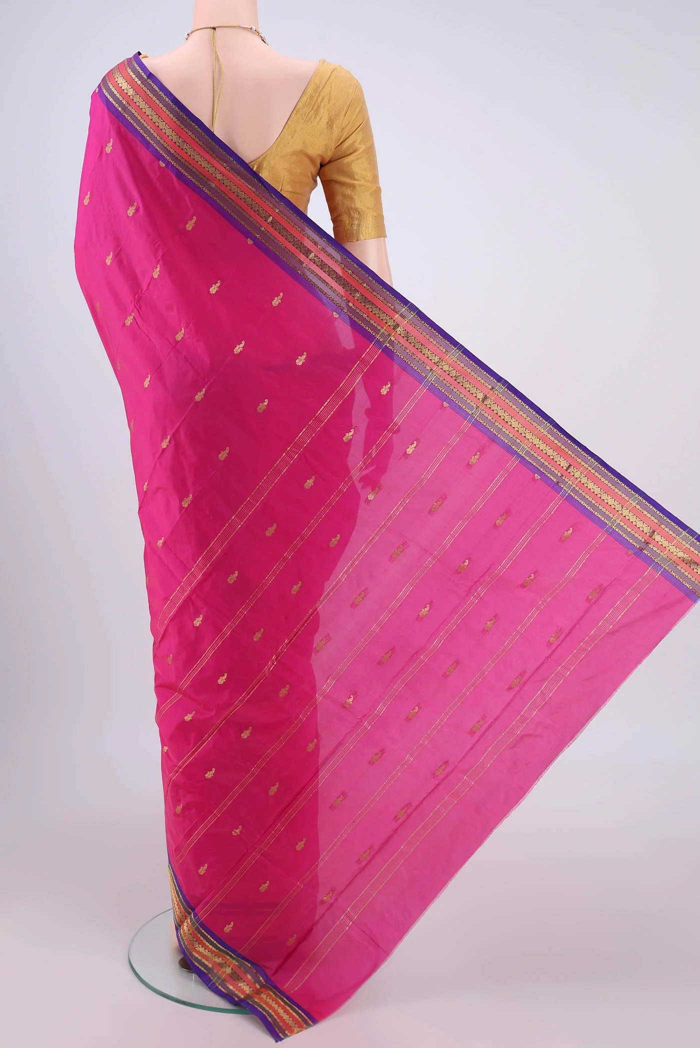 Pink Bangalore Silk Saree - Image 3