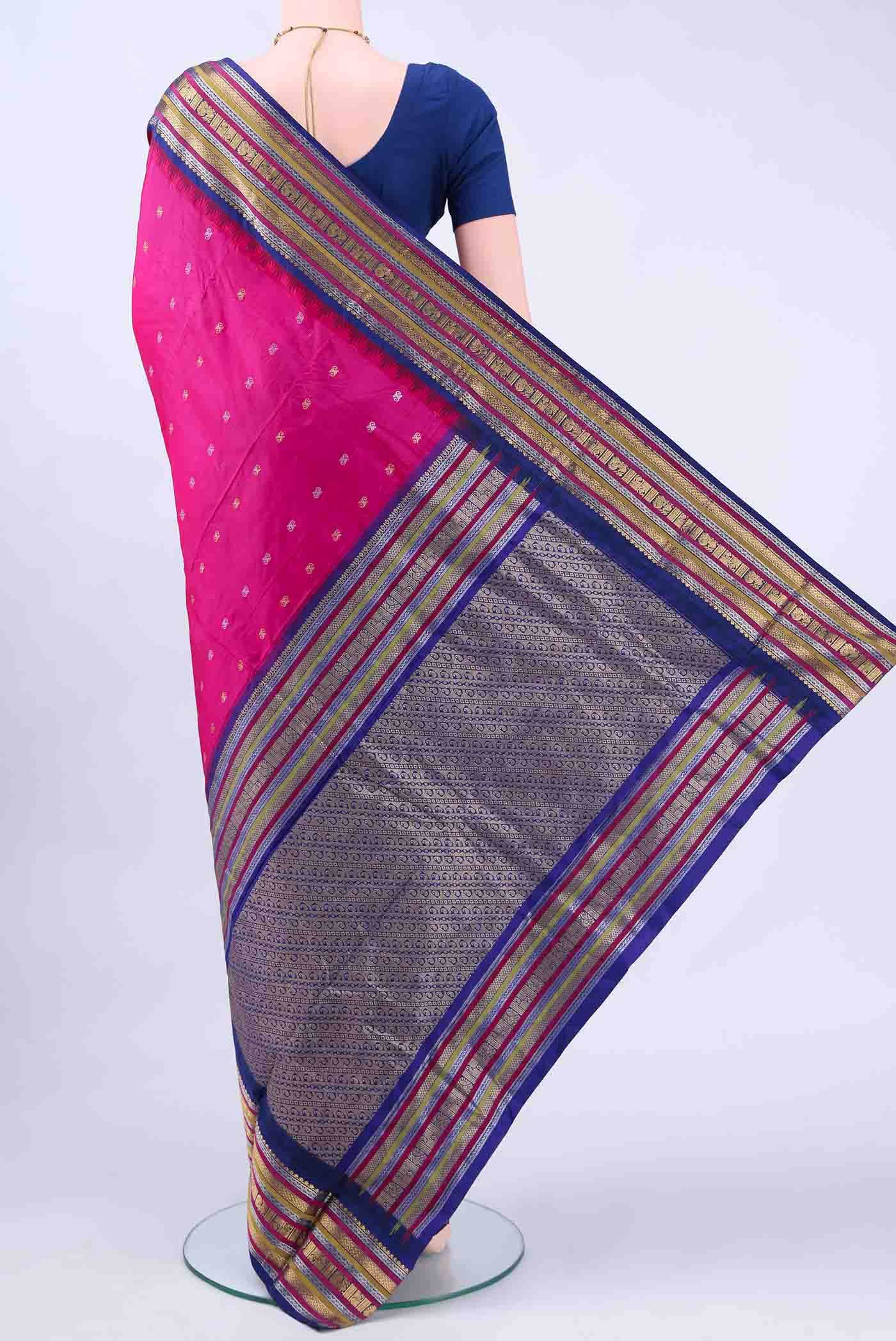 Rani Pink Bangalore Silk Saree - Image 2