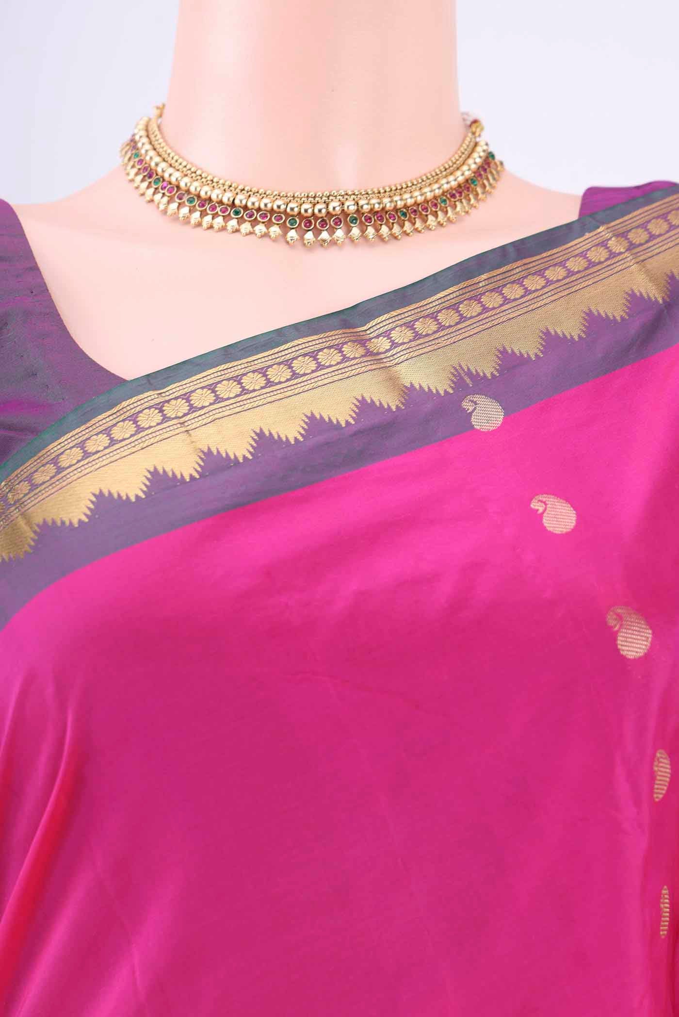 Rani Pink Blended Bangalore Silk Saree - Image 2