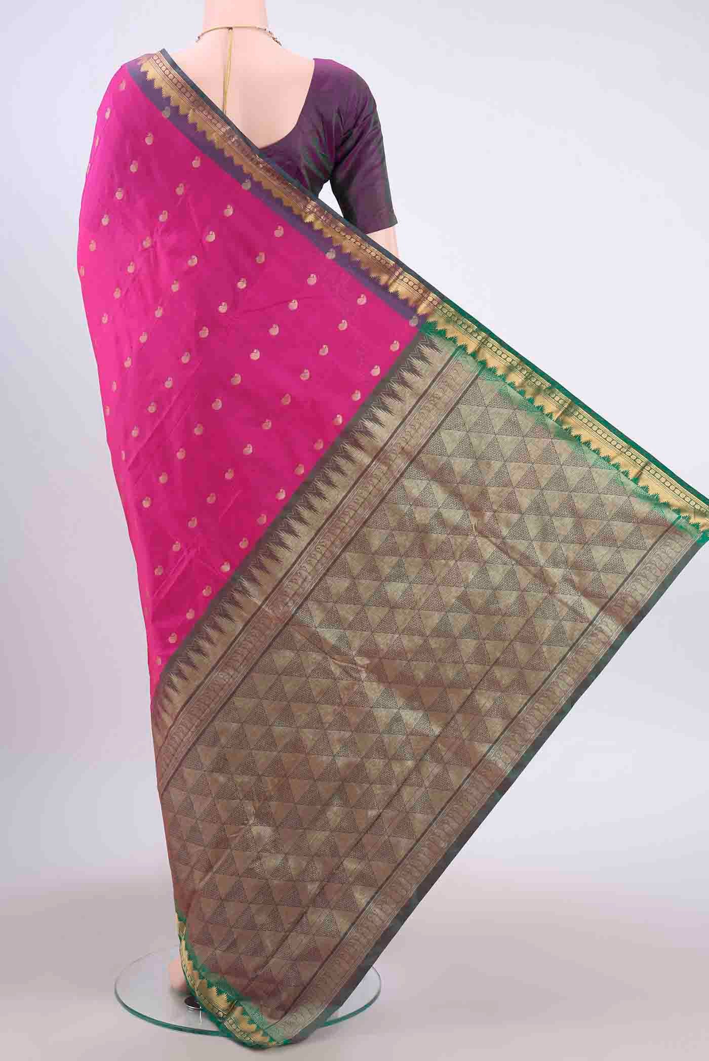 Rani Pink Blended Bangalore Silk Saree - Image 3