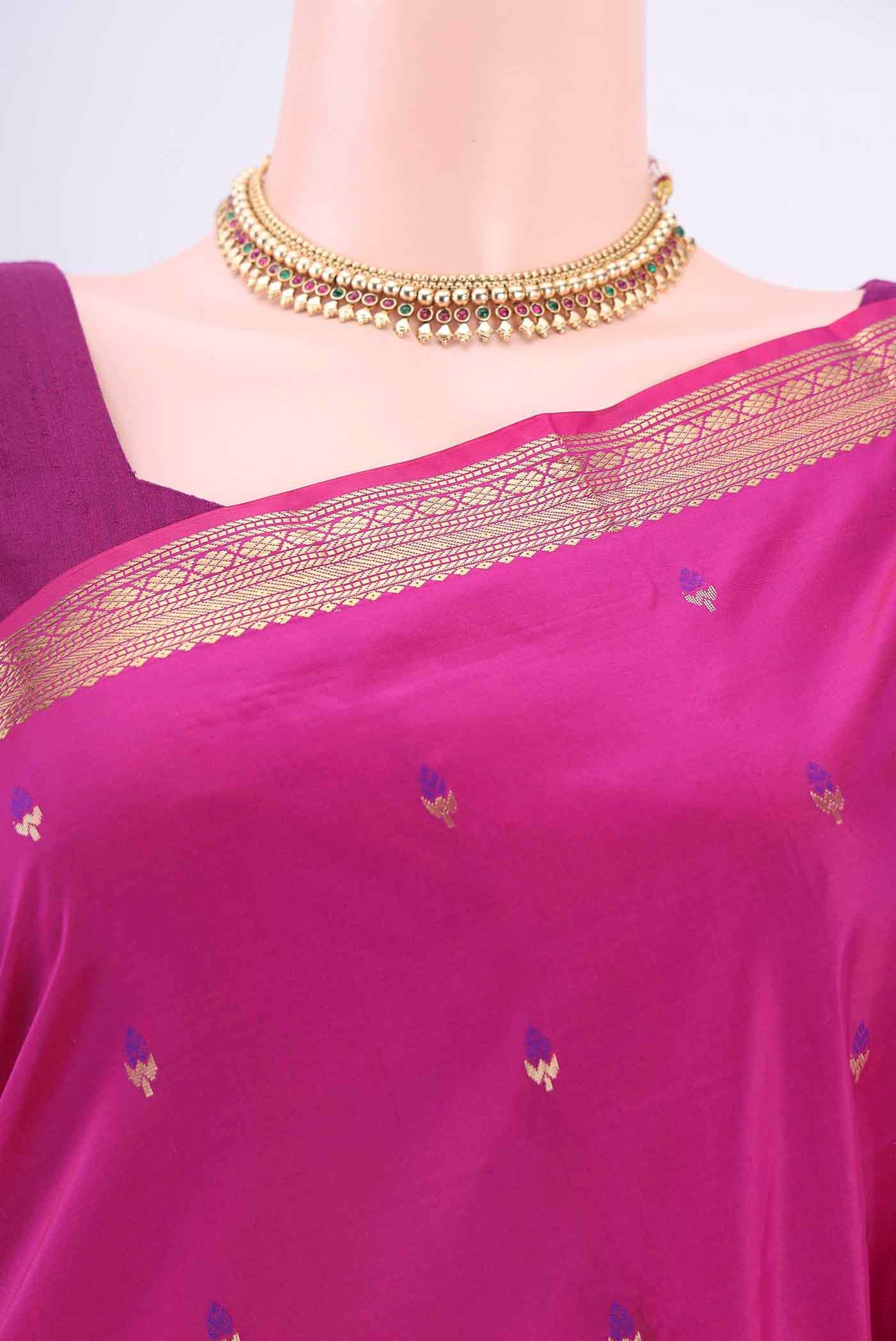 Rani Pink Blended Bangalore Silk Saree - Image 2