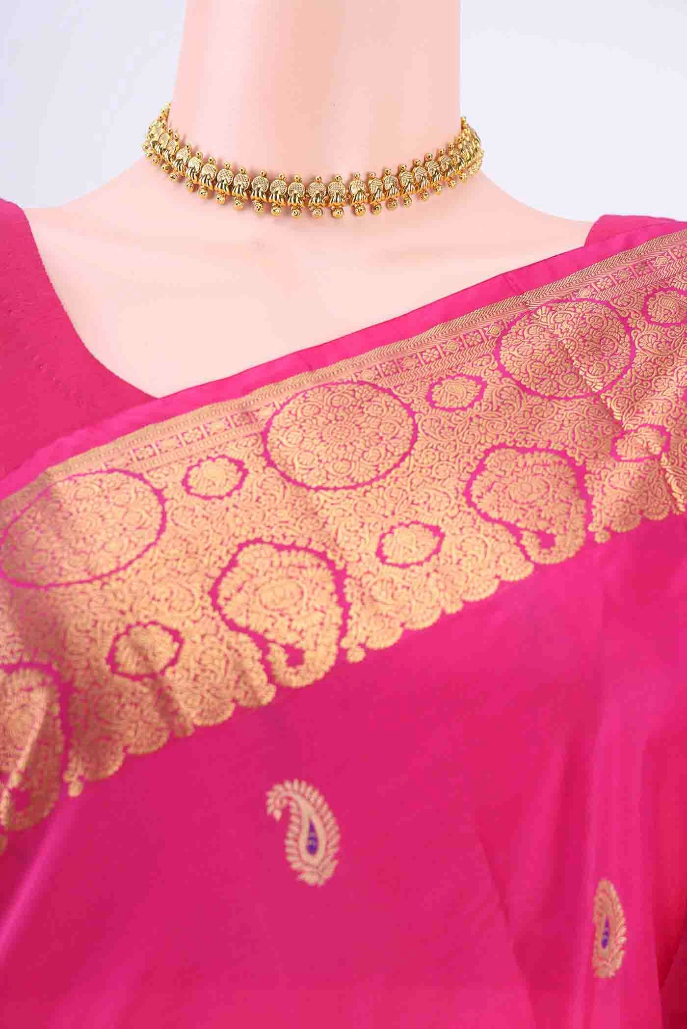 Rani Pink Blended Bangalore Silk Saree - Image 2