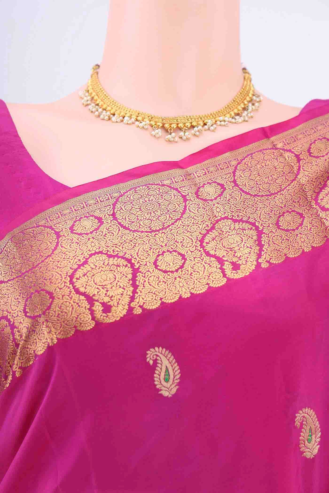Rani Pink Blended Bangalore Silk Saree - Image 2