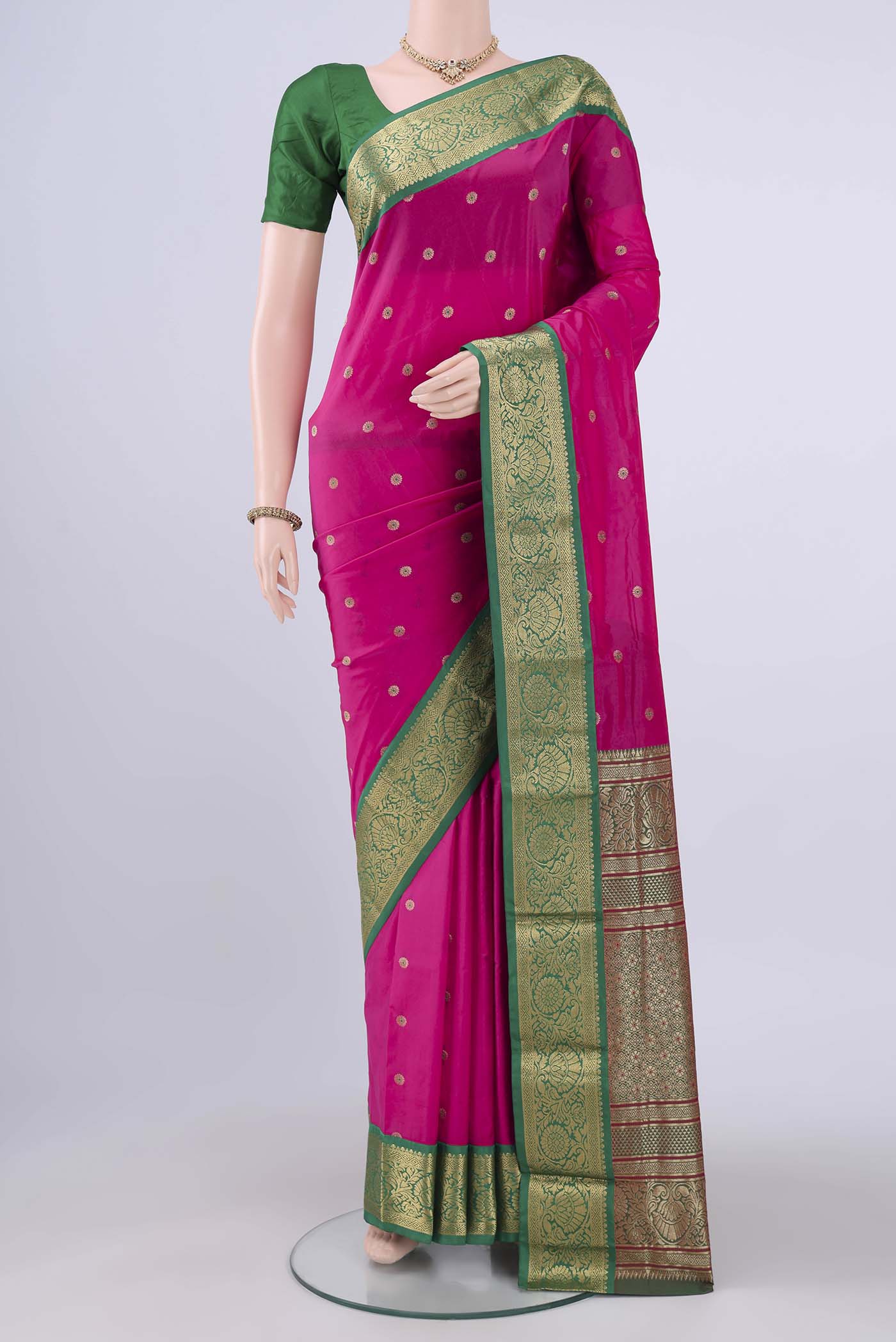 Rani Pink Blended Bangalore Silk Saree