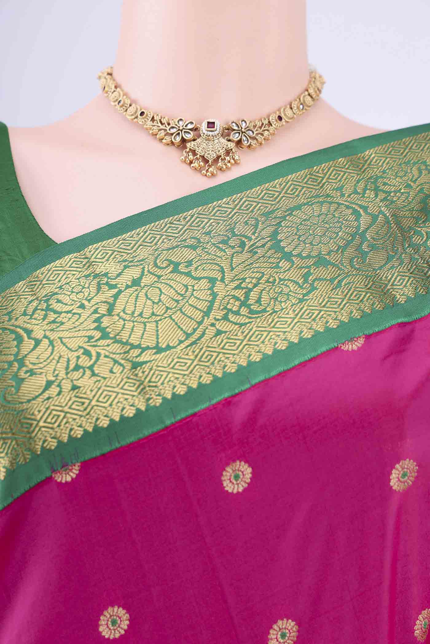 Rani Pink Blended Bangalore Silk Saree - Image 2