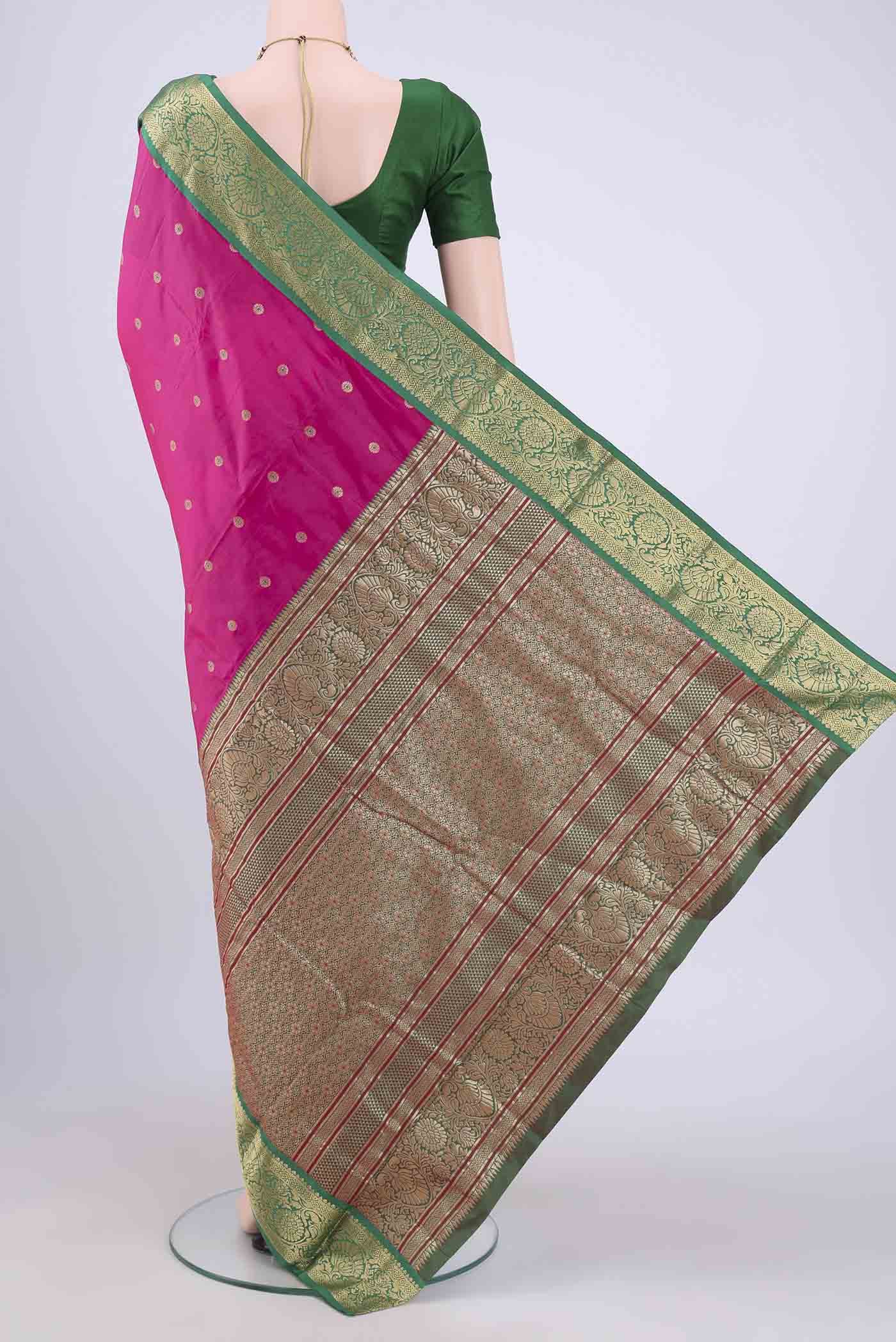 Rani Pink Blended Bangalore Silk Saree - Image 3