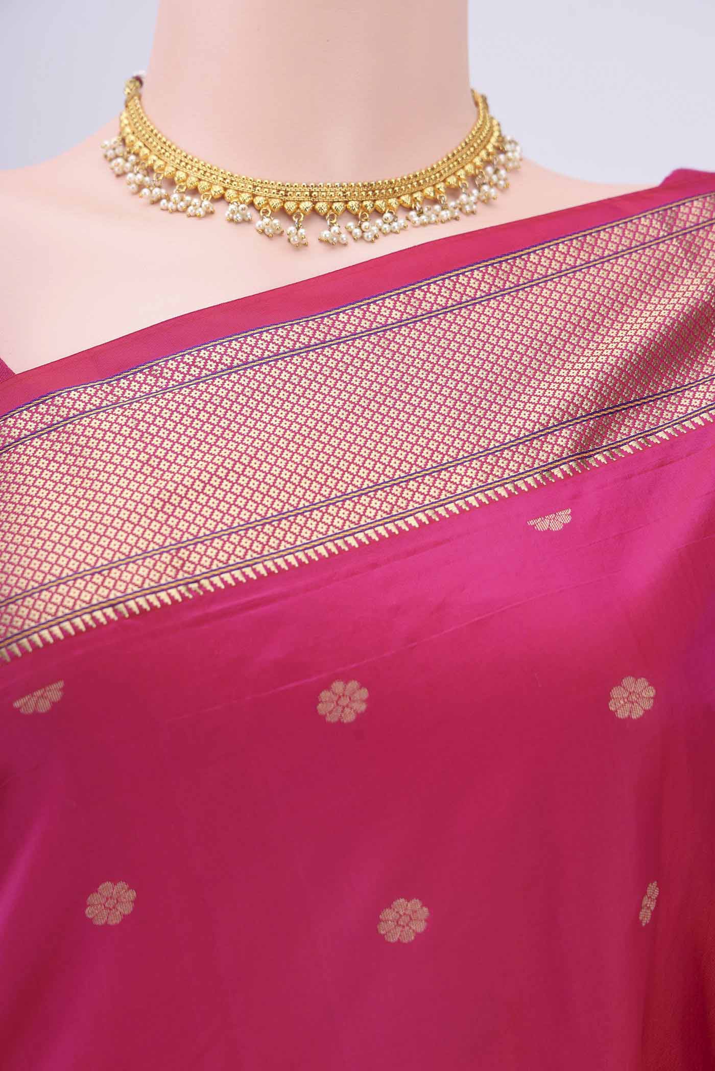 Rani Pink Blended Bangalore Silk Saree - Image 2