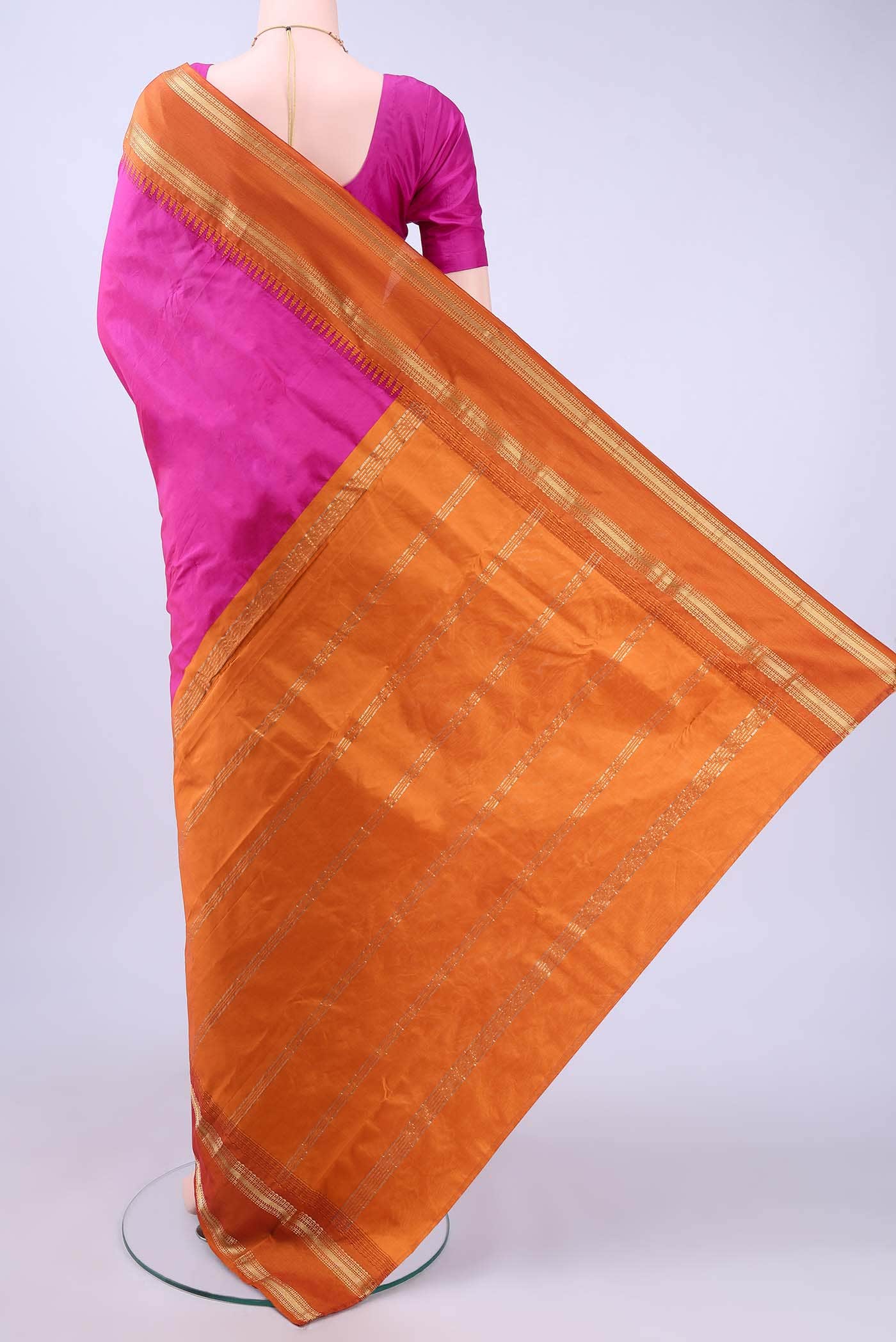 Rani Pink Blended Bangalore Silk Saree - Image 2