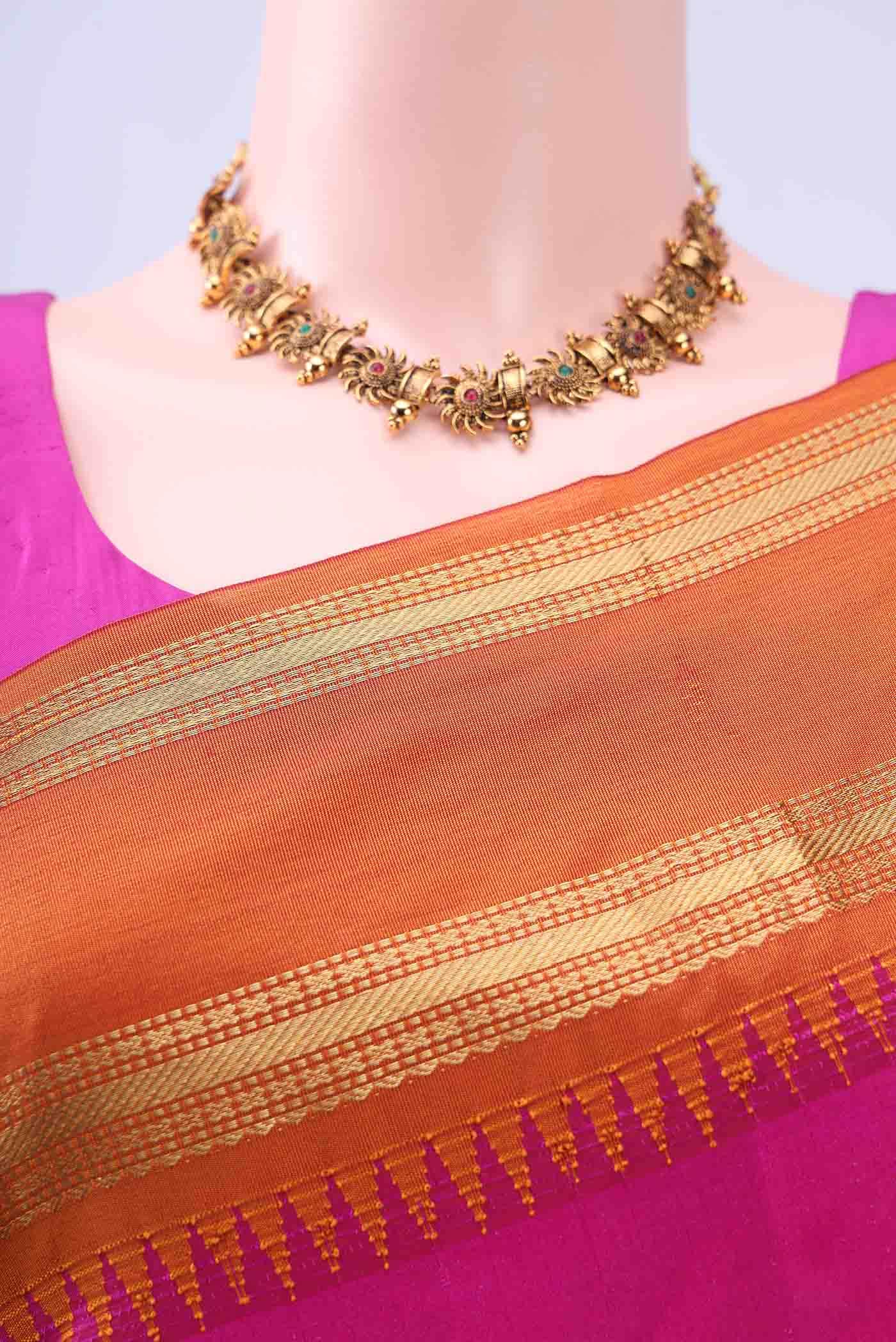 Rani Pink Blended Bangalore Silk Saree - Image 3
