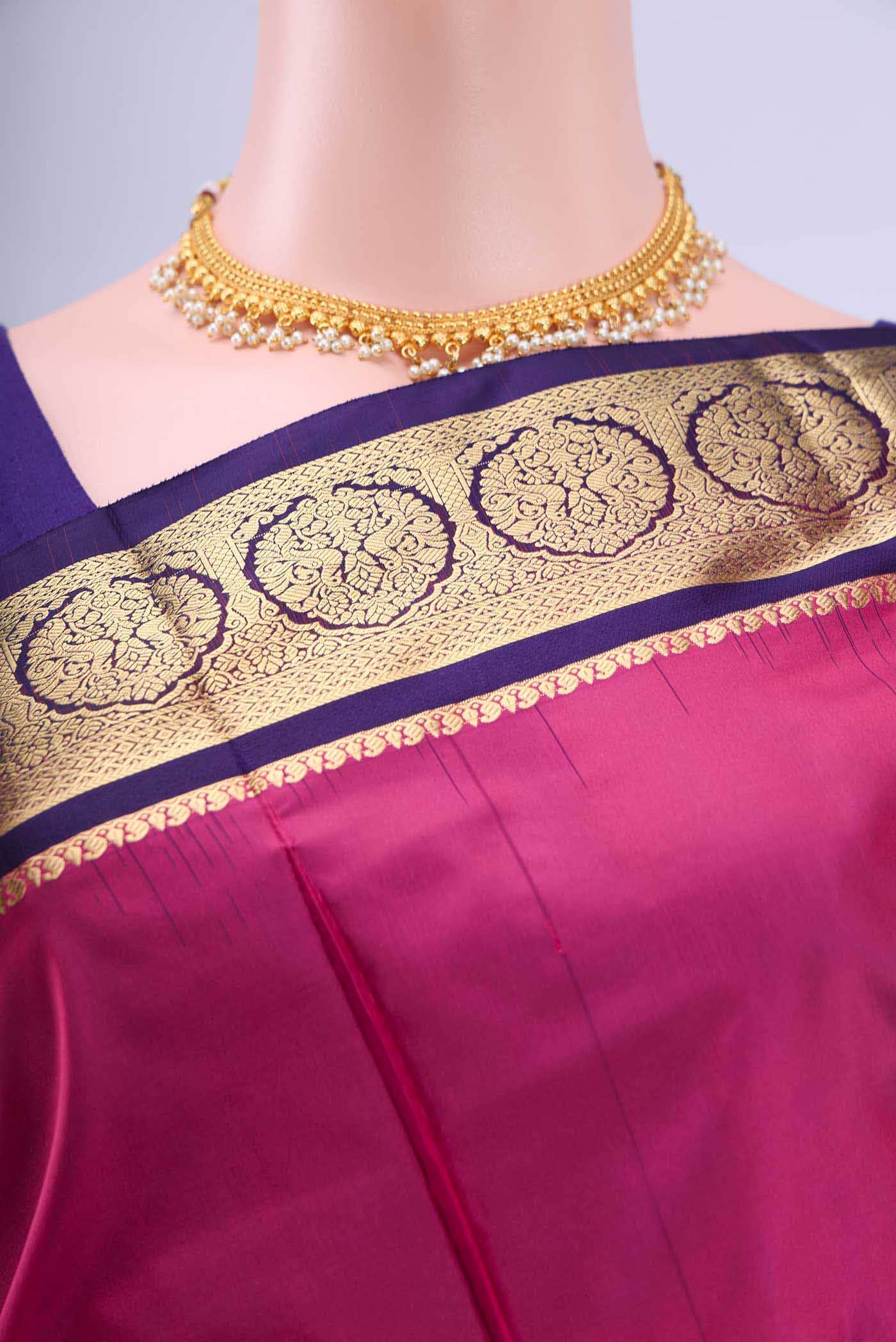 Rani Pink Blended Bangalore Silk Saree - Image 3