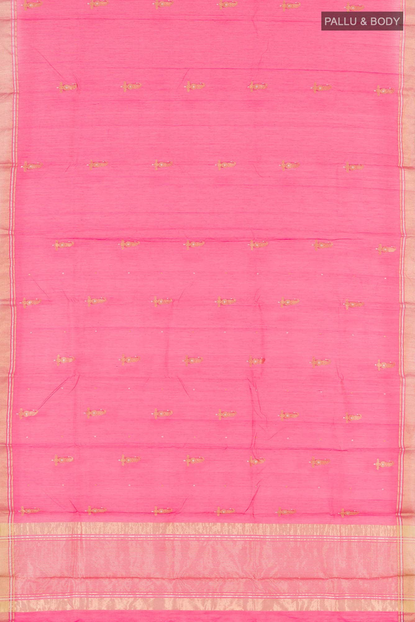 Rani Pink Blended Chanderi Silk Cotton Saree - Image 3