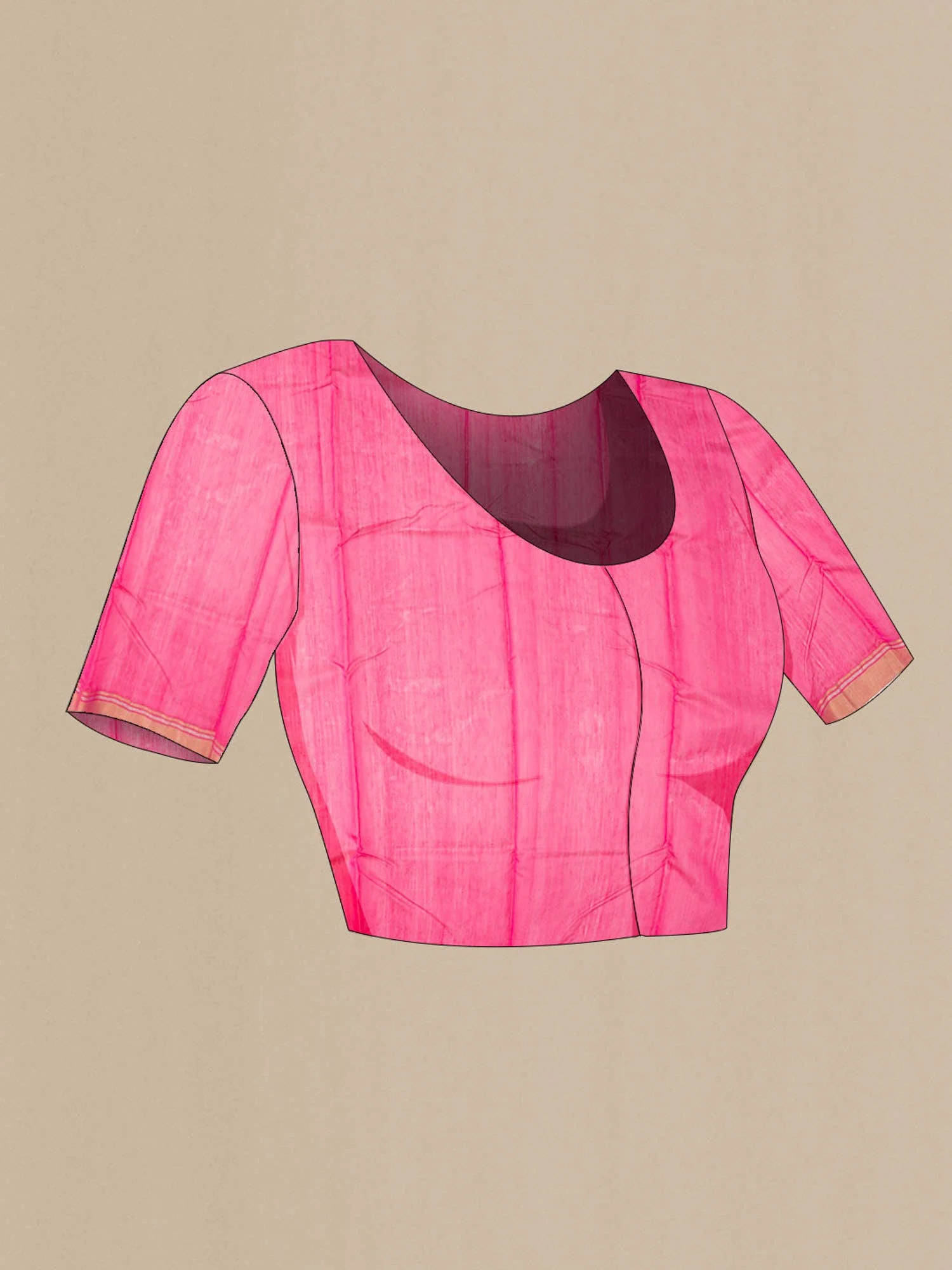 Rani Pink Blended Chanderi Silk Cotton Saree - Image 5