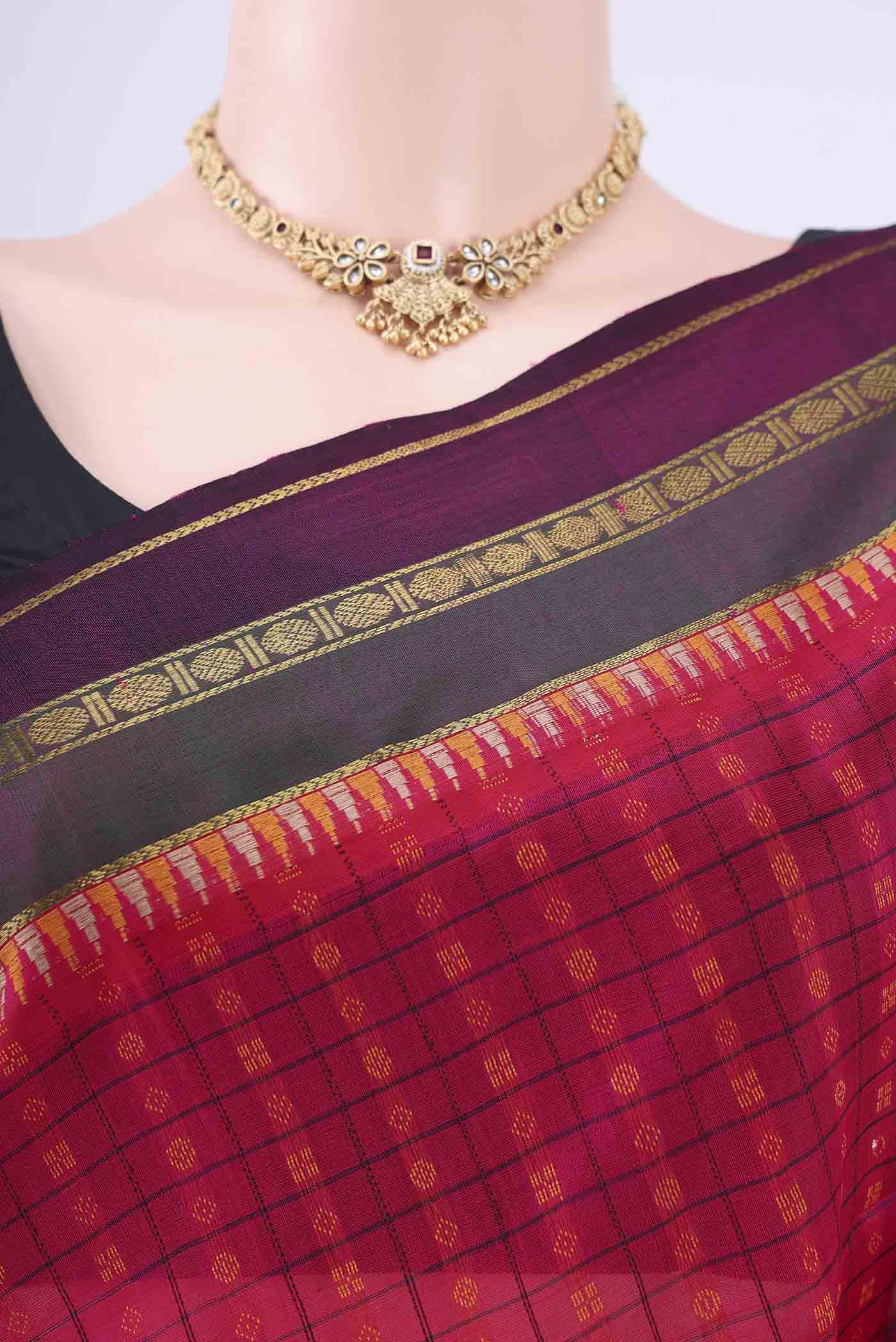 Pink Coimbatore Silk Cotton Saree - Image 2