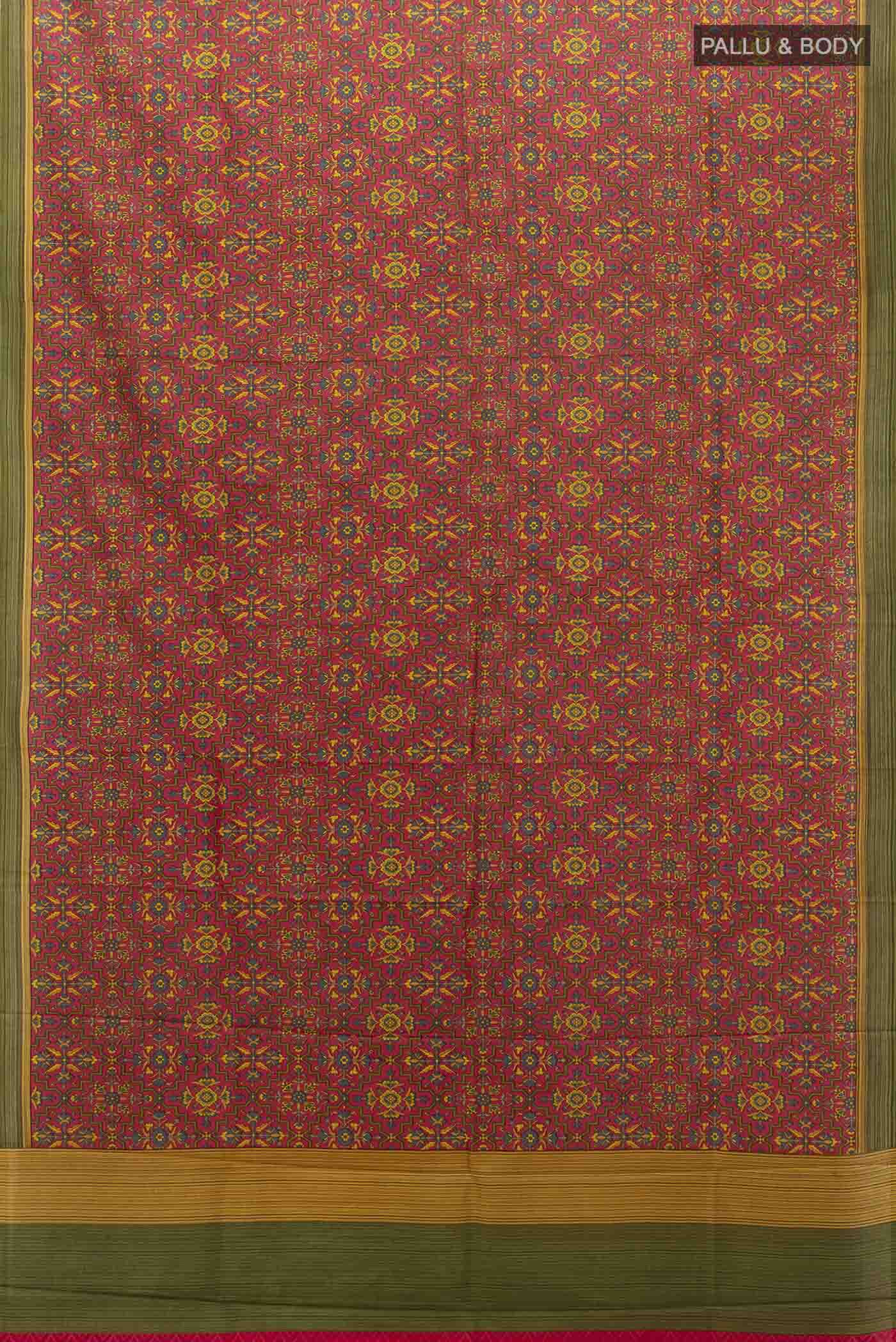 Pink Printed Silk Saree - Image 5