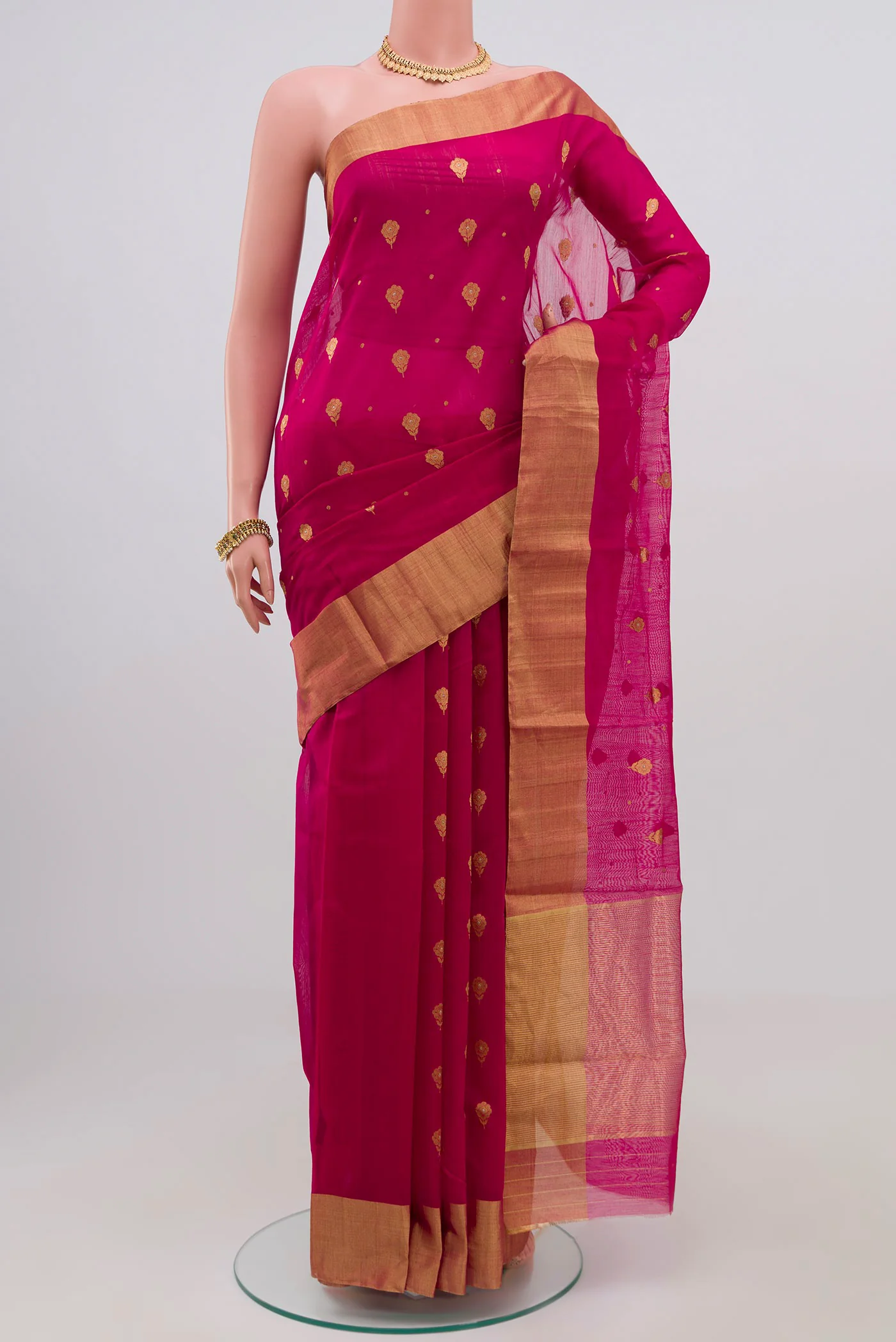 Rani Pink Chanderi Silk Cotton Saree