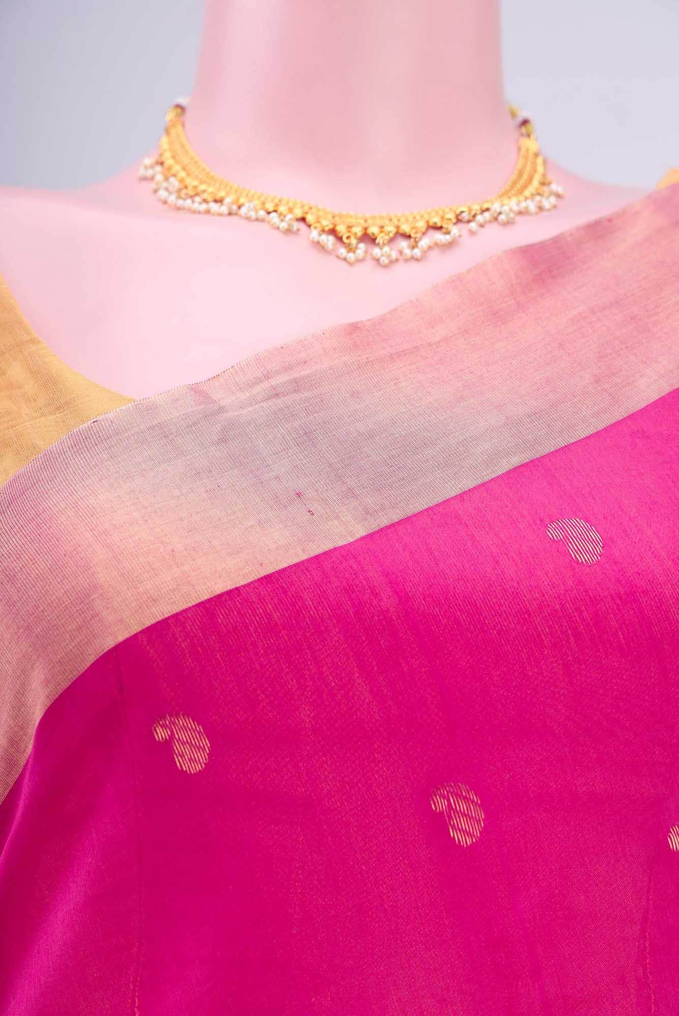 Rani Pink Chanderi Silk Cotton Saree - Image 2