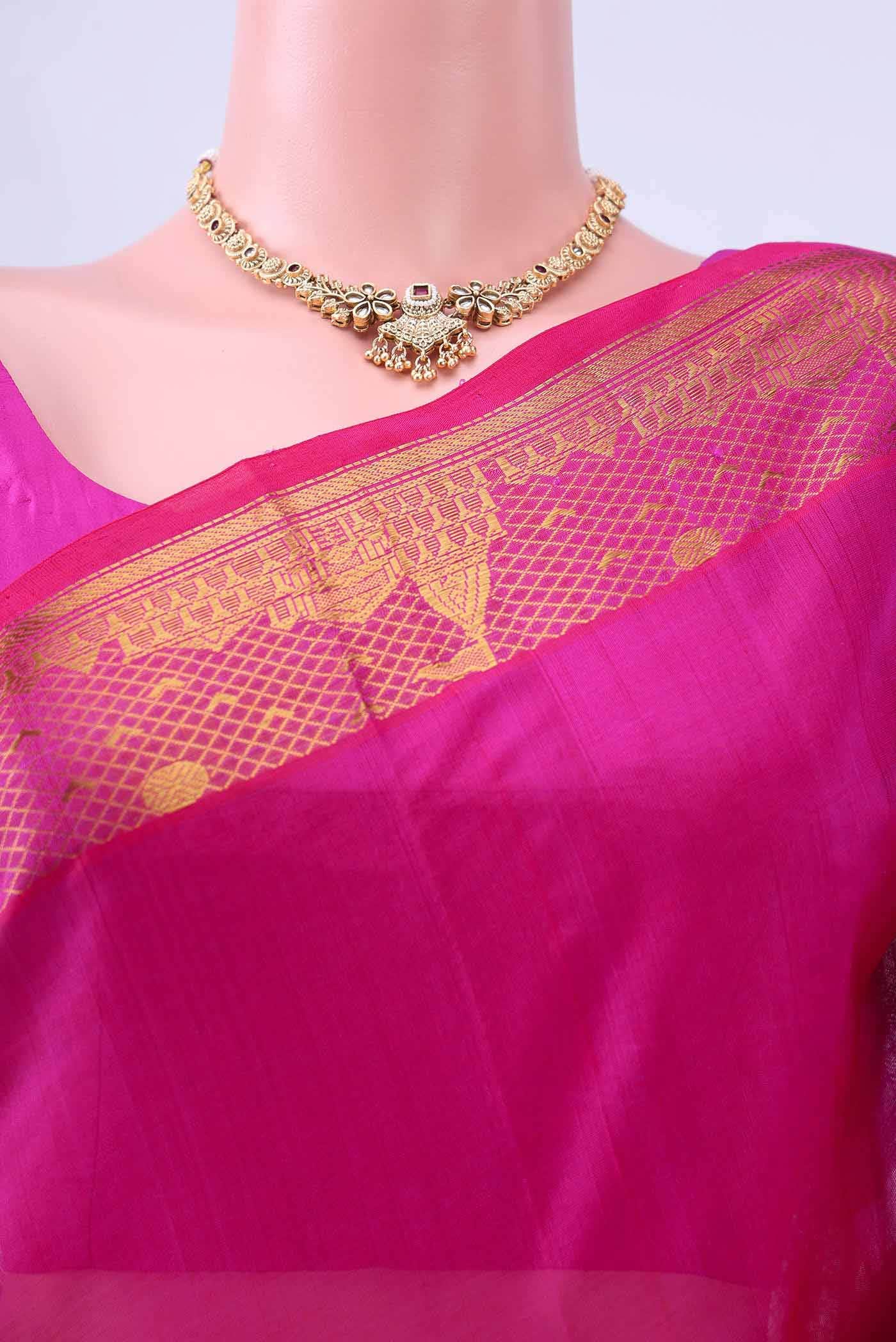 Rani Pink Coimbatore Silk Cotton Saree - Image 2