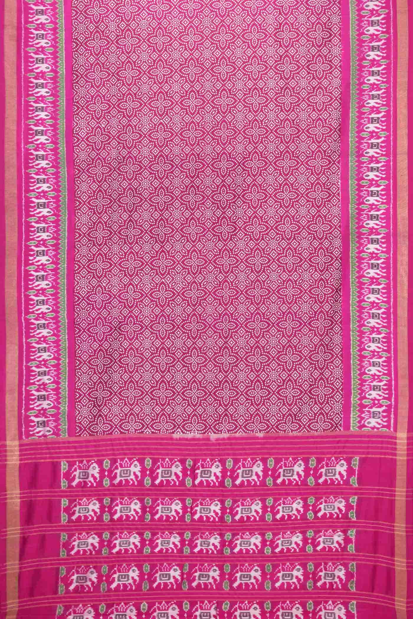 Rani Pink Double Ikat Saree - Image 4