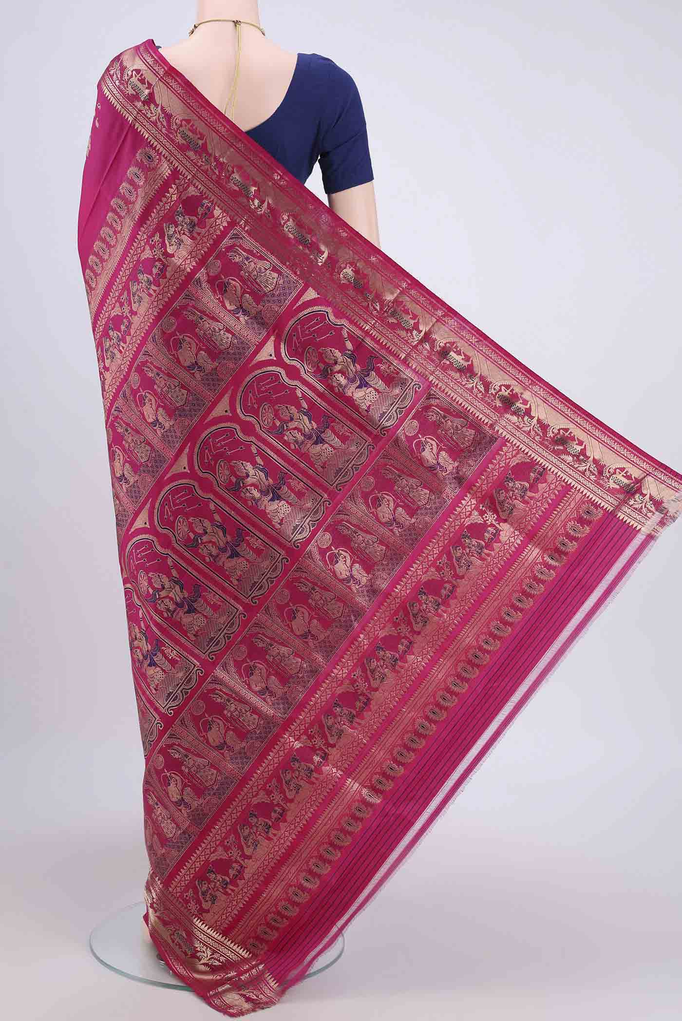 Pink Baluchari Silk Saree - Image 3