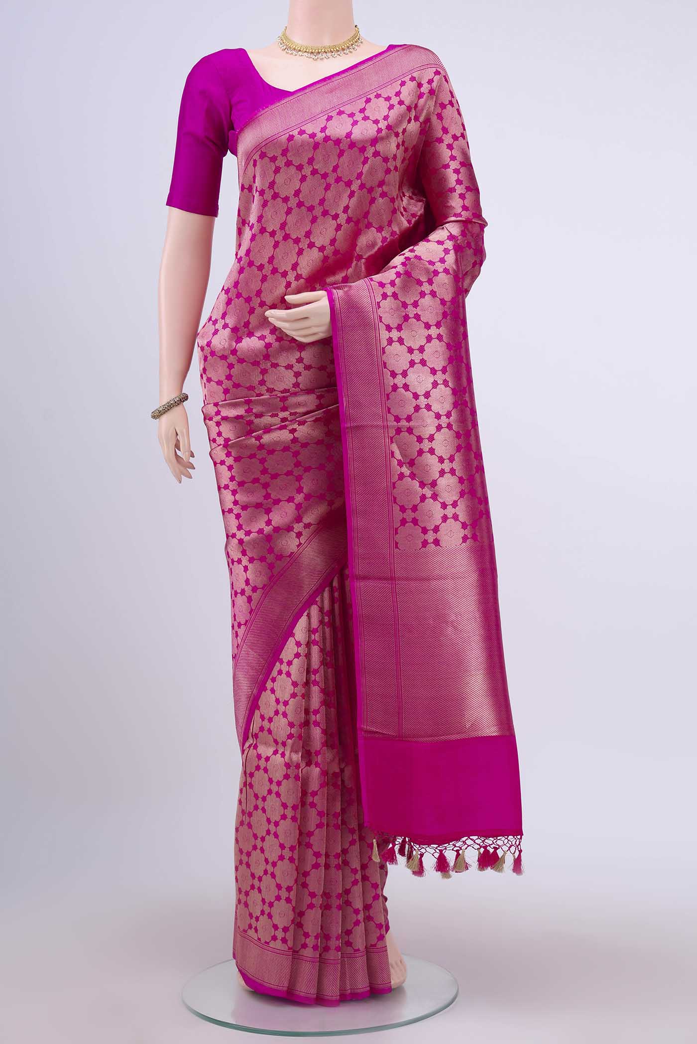 Rani Pink Dual Tone Banarasi Silk Saree