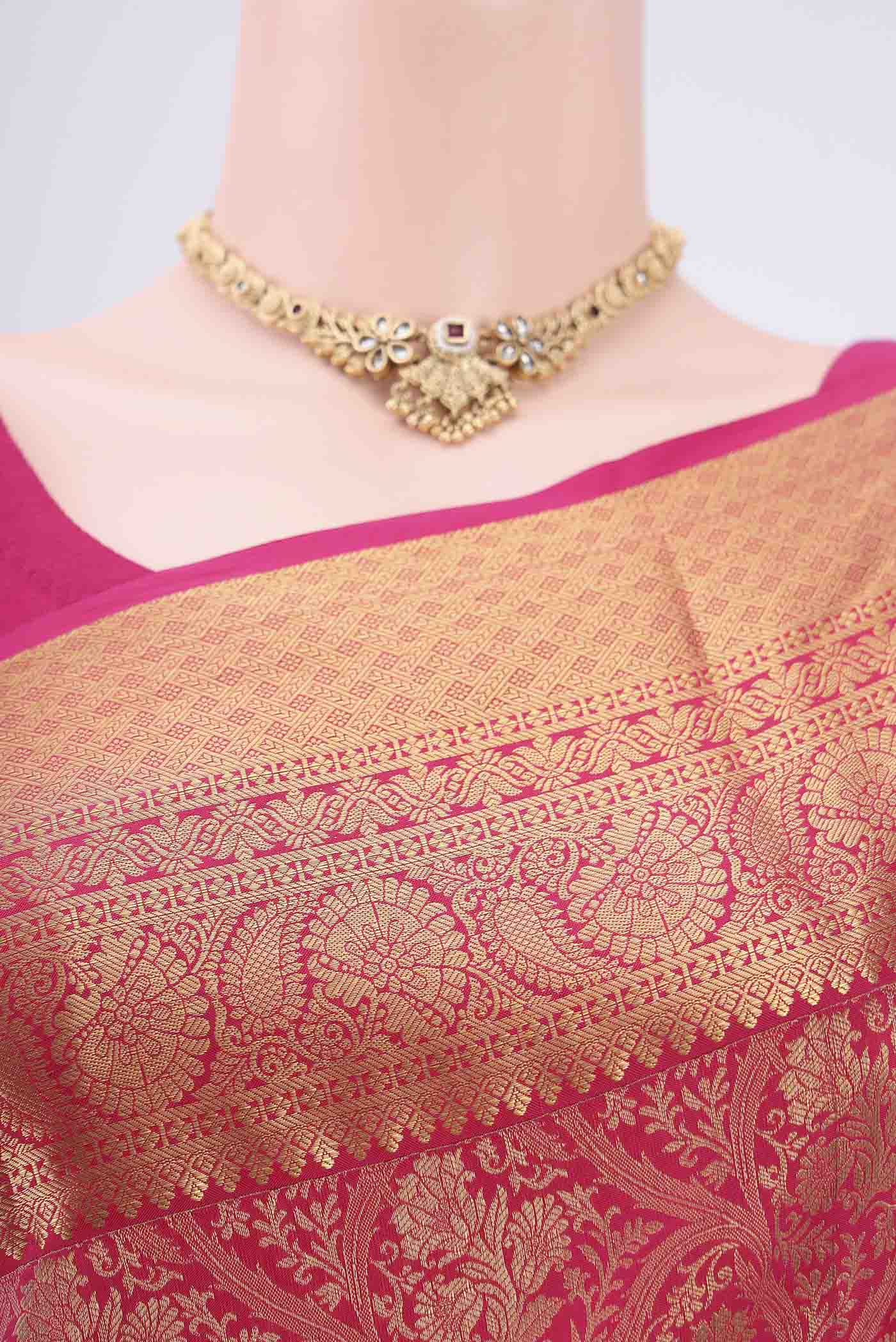 Pink Bangalore Silk Saree - Image 2