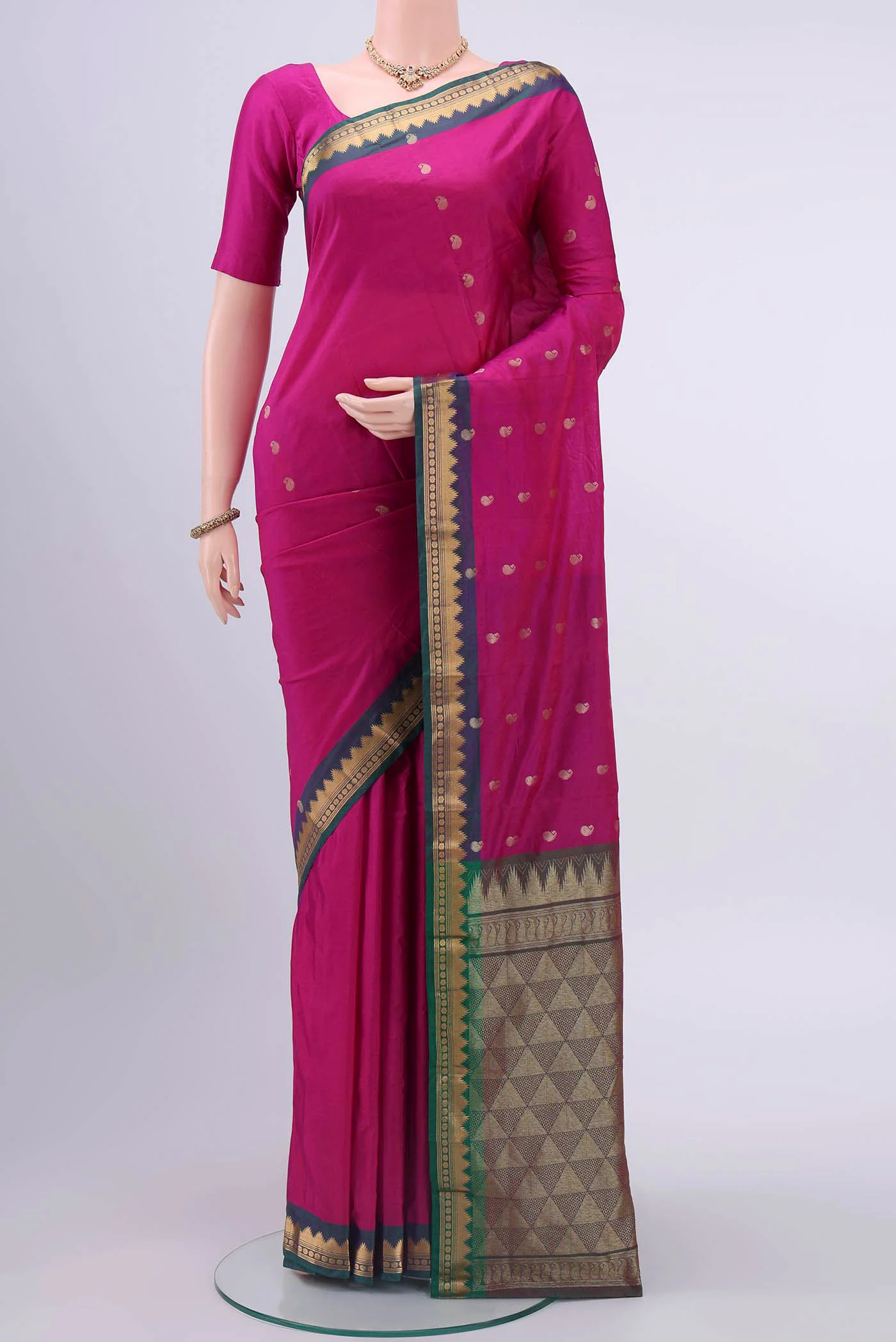 Rani Pink Dual Tone Blended Bangalore Silk Saree
