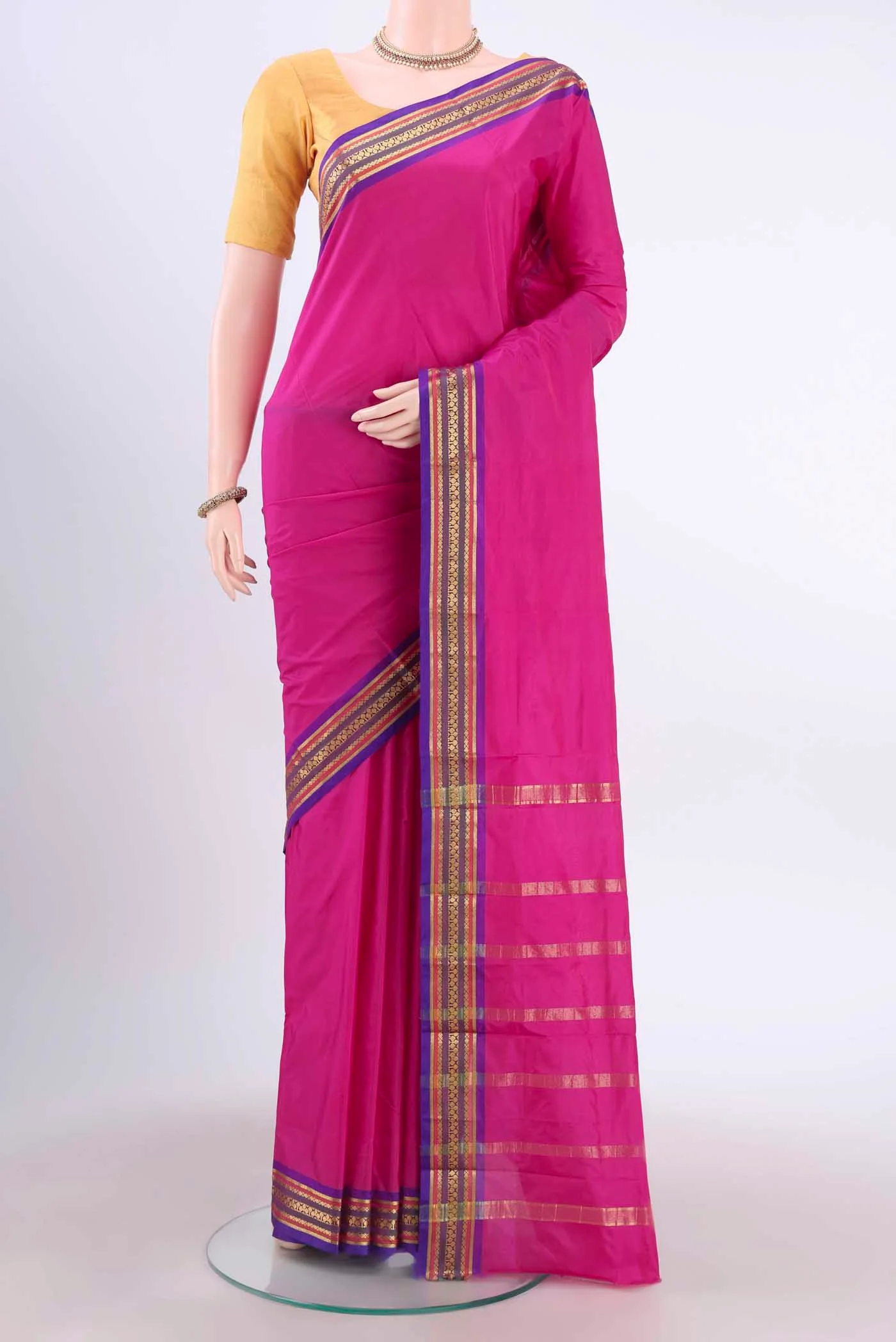 Rani Pink Dual Tone Blended Bangalore Silk Saree