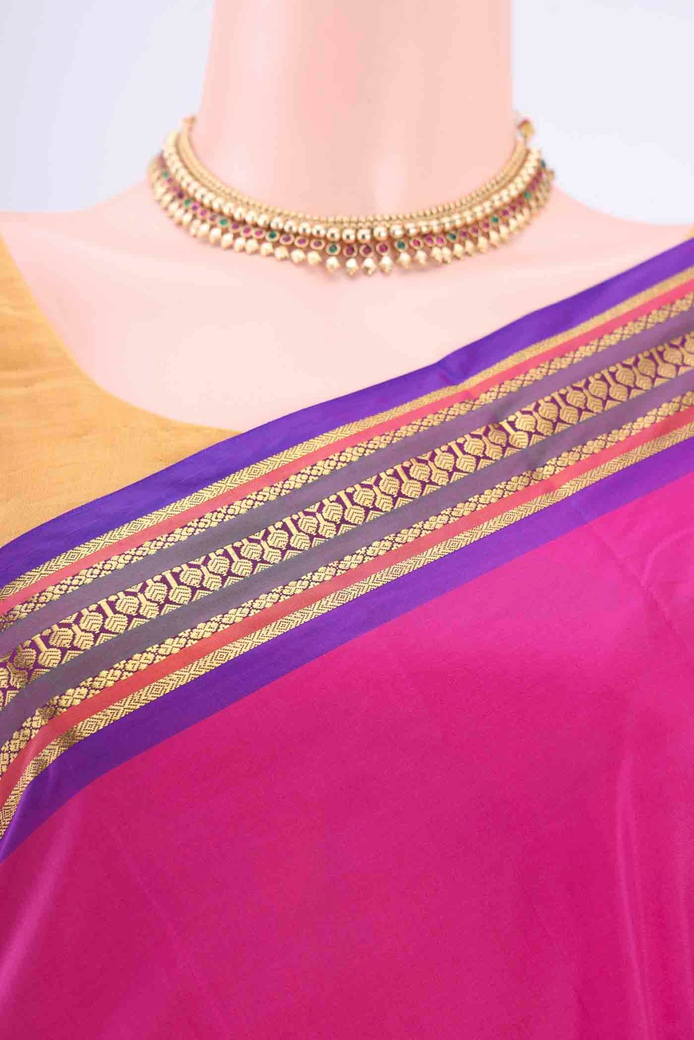 Rani Pink Dual Tone Blended Bangalore Silk Saree - Image 2